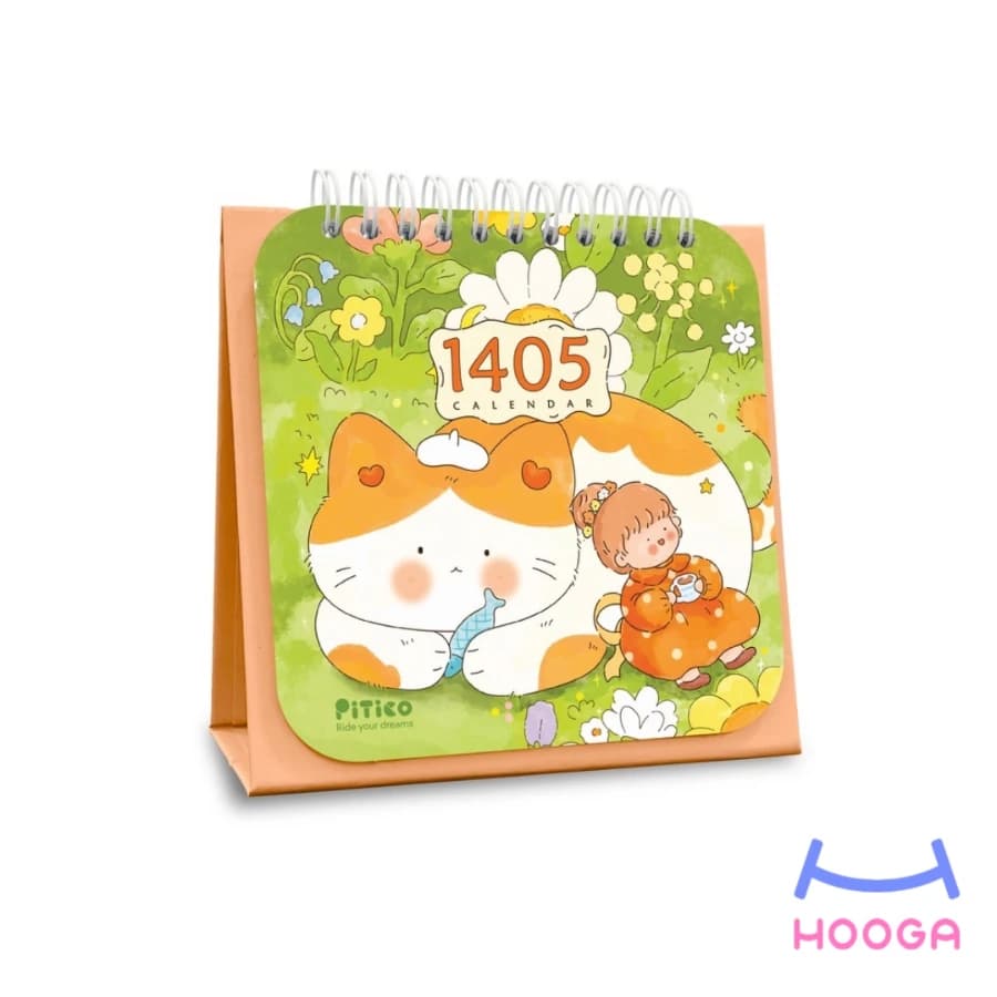 تقویم رومیزی فانتزی 1405 طرح دختر و گربه