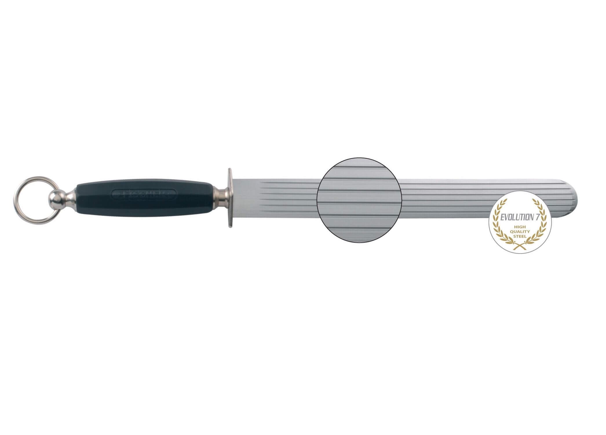 چاقو تیز کن (مصقل) تخت برند فیشر اصل فرانسه 28 سانتی متری مدل Fischer Bargoin G695N Evolution 7 professionnel sharpening steel 28cm grain extra fin – G695N — تصویر ۸