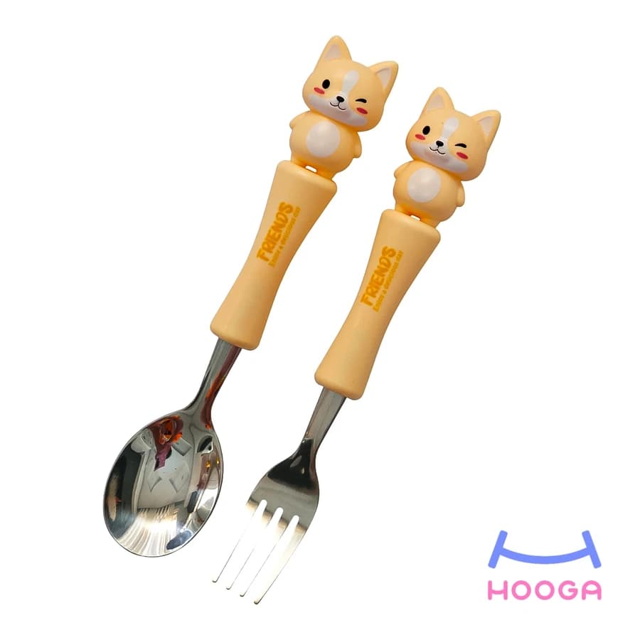 قاشق و چنگال طرح روباه زرد — تصویر ۲