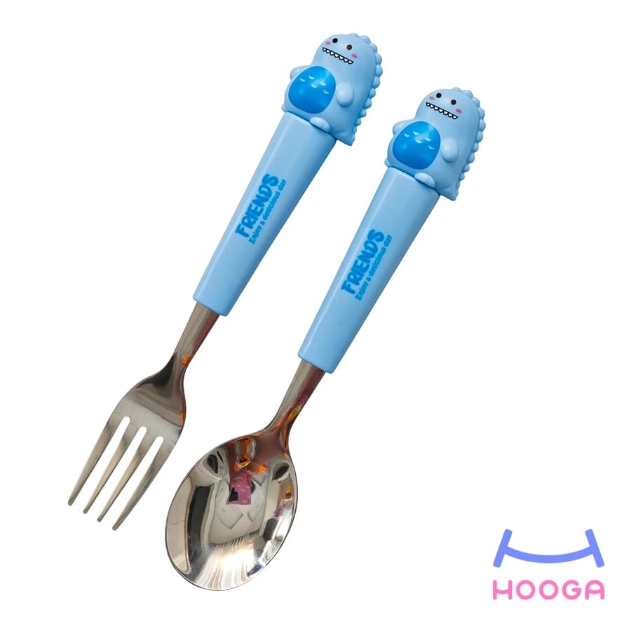قاشق و چنگال طرح دایناسور آبی — تصویر ۲