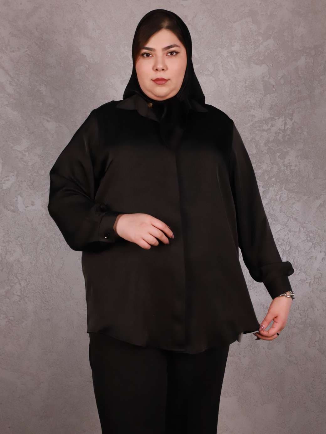 شومیز ساتن قواره دار — تصویر ۷