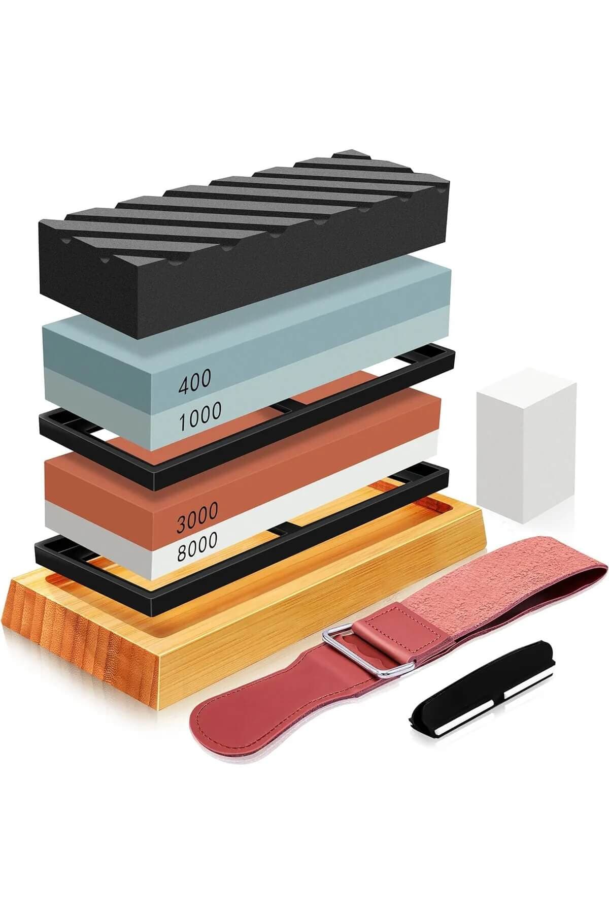ست چاقو تیز کن حرفه ای 7 تکه برند Whetstone ، سنگ تیزکن 4 طرفه 400 1000 3000 8000 بسیار با کیفیت – Whetstone Knife sharpener 7 pieces — تصویر ۱۰