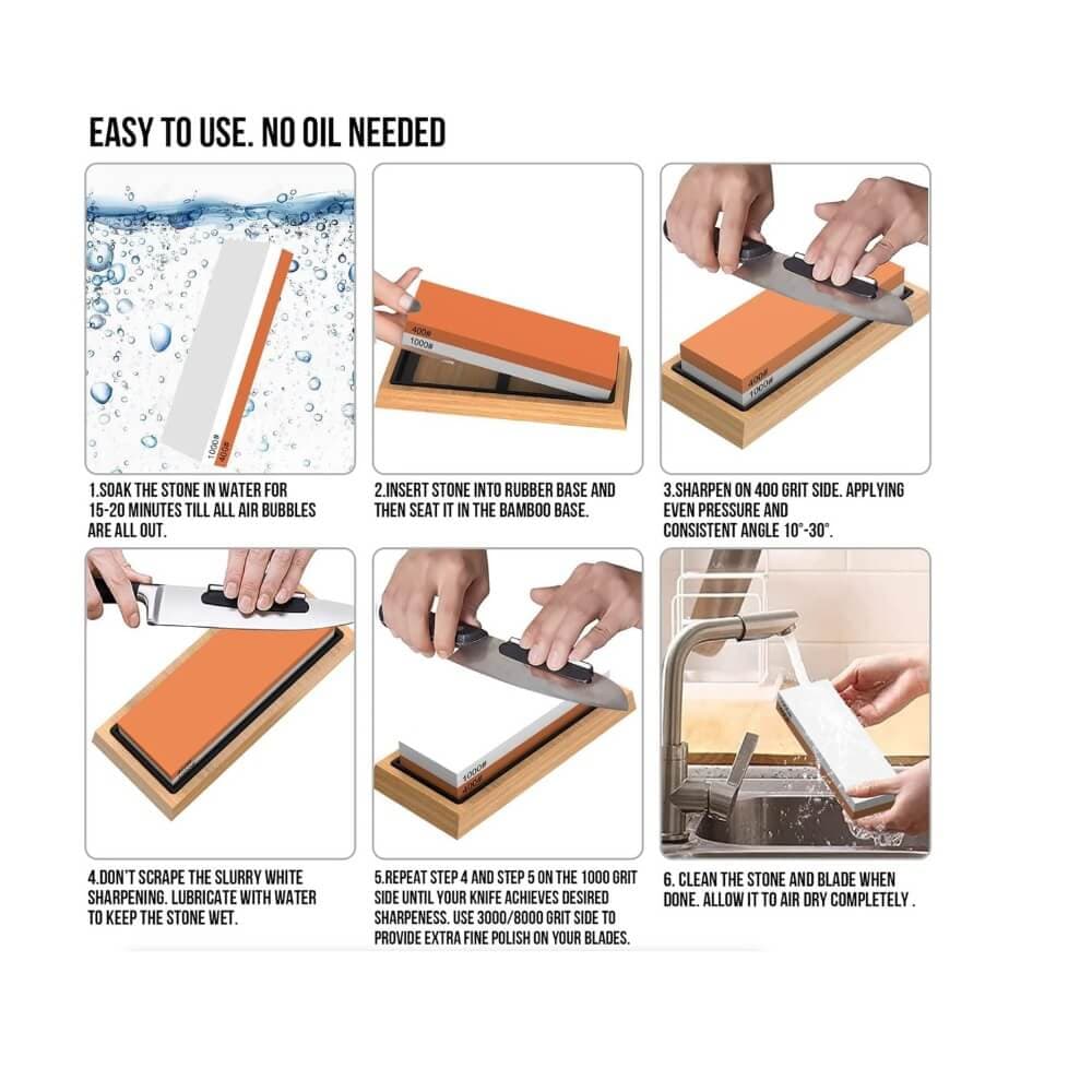 ست چاقو تیز کن حرفه ای 7 تکه برند Whetstone ، سنگ تیزکن 4 طرفه 400 1000 3000 8000 بسیار با کیفیت – Whetstone Knife sharpener 7 pieces — تصویر ۱۱