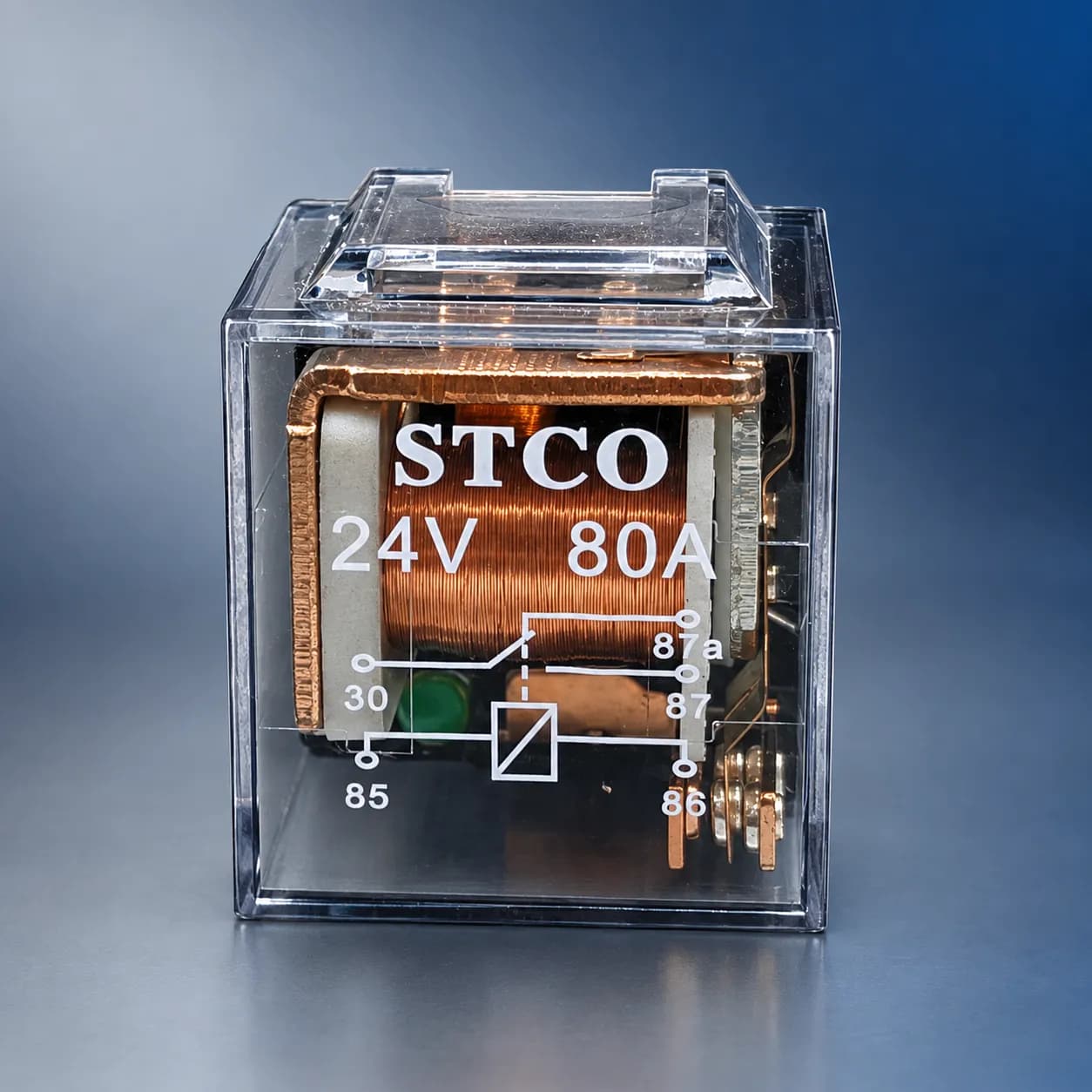 رله پنج فیش شیشه ای آفتامات80 آمپر DC 24V مدل STCO اصلی — تصویر ۶