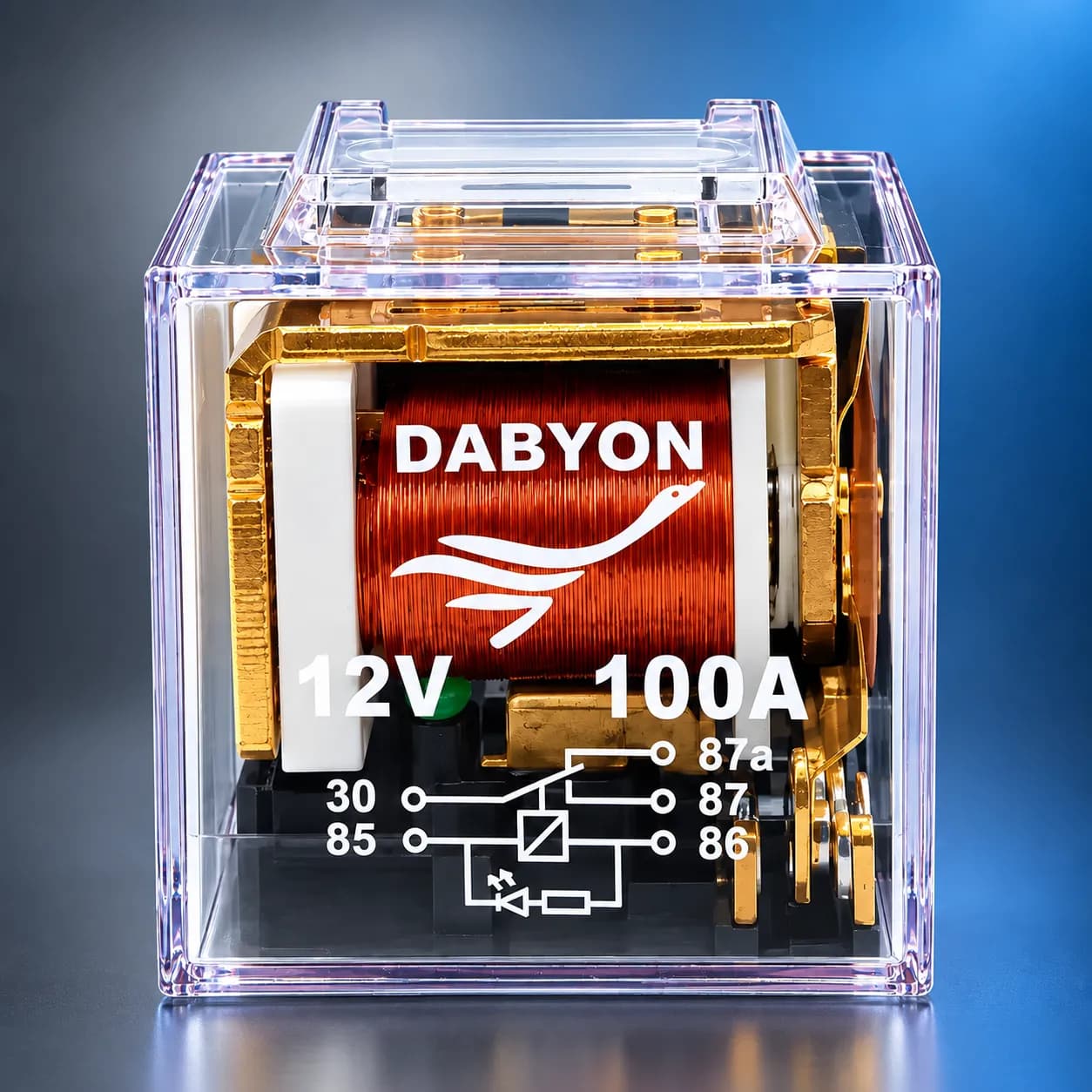 رله پنج فیش شیشه ای آفتامات 100 آمپر DC 12V مدل DABYON اصلی — تصویر ۶