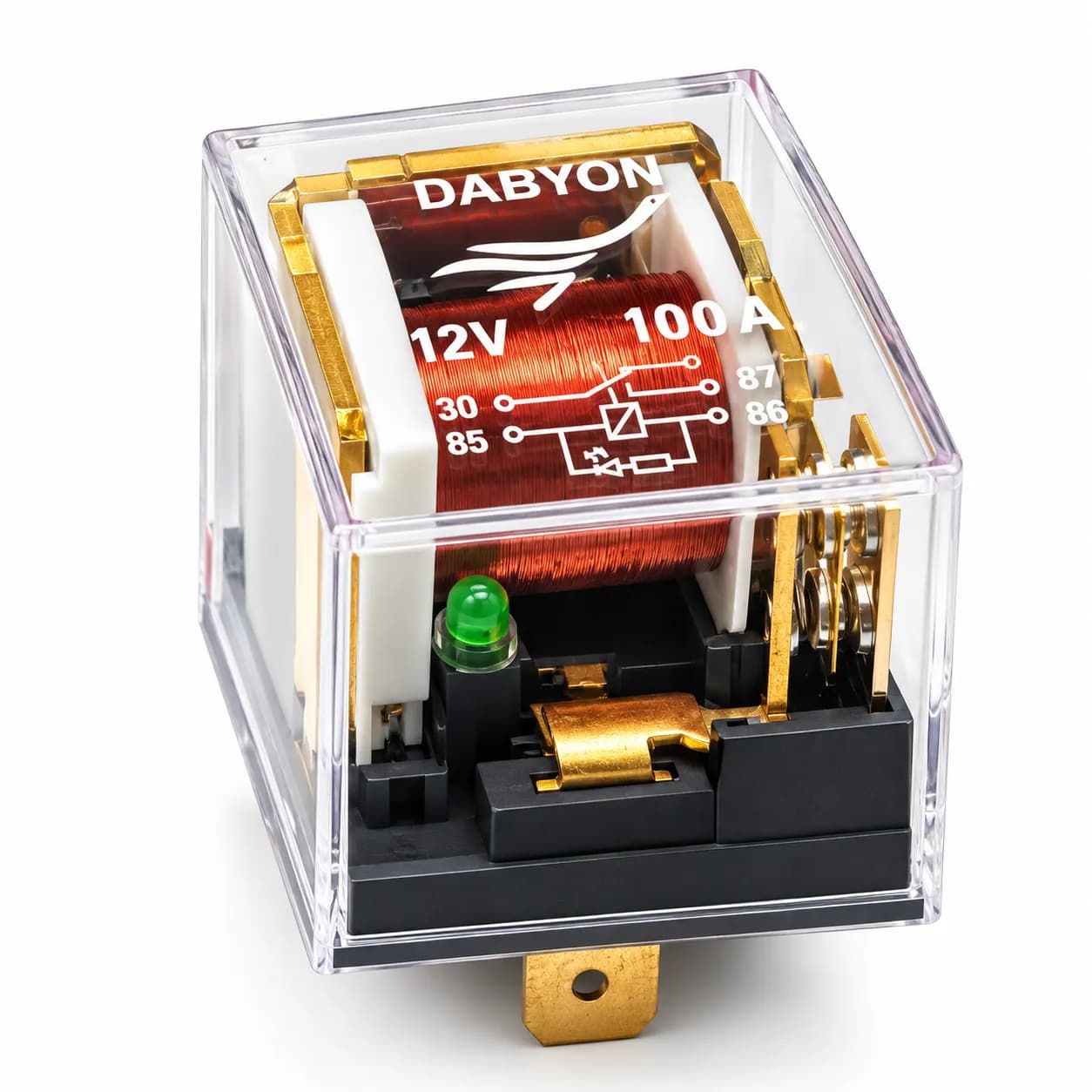 رله پنج فیش شیشه ای آفتامات 100 آمپر DC 12V مدل DABYON اصلی