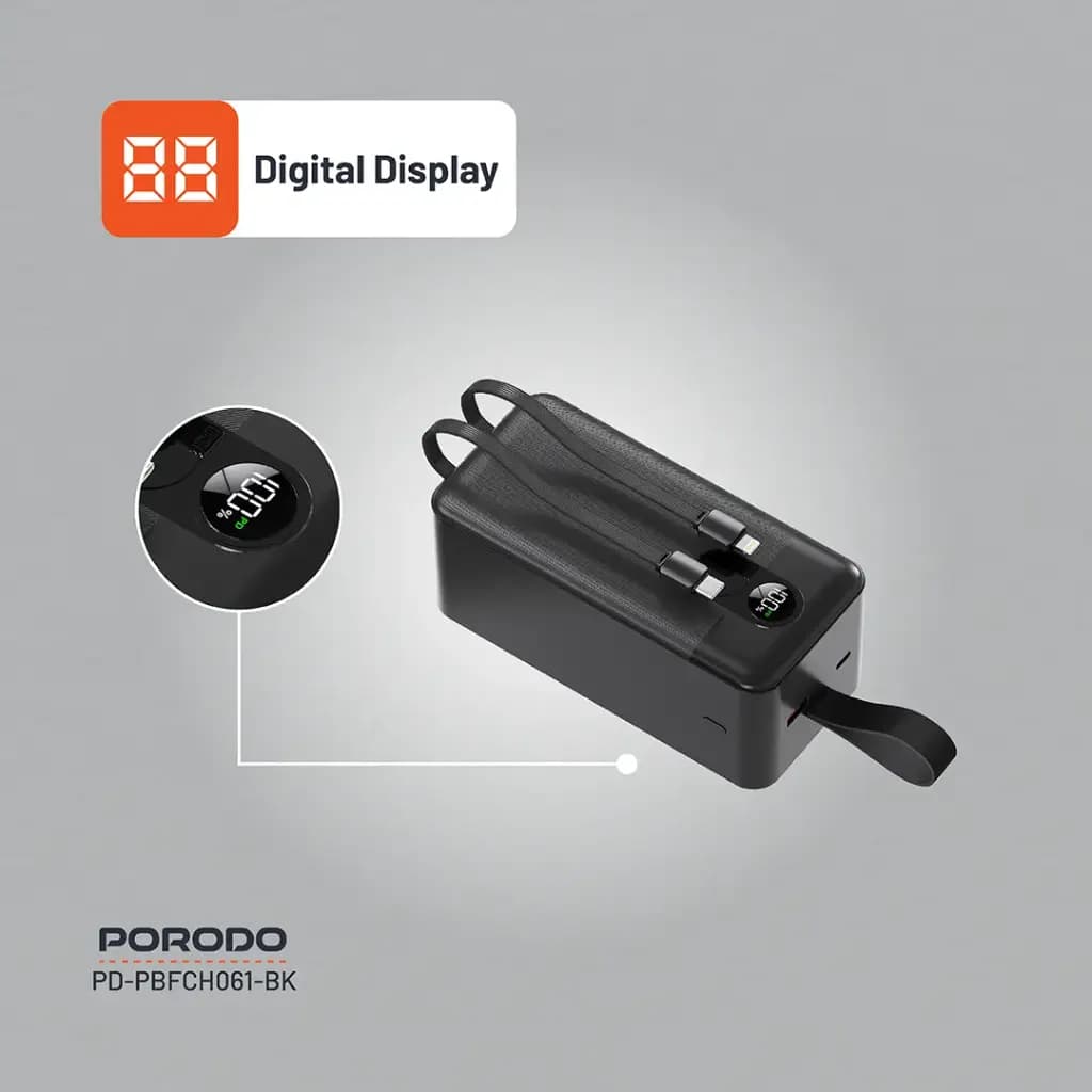 پاوربانک پرودو مدل Porodo 50000mAh Integrated Cables — تصویر ۱۰
