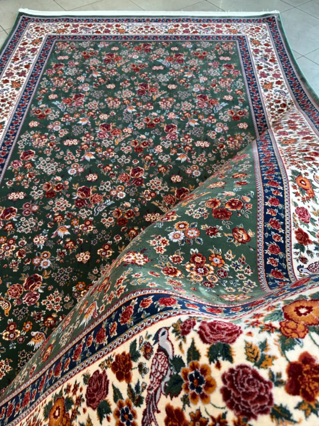 فرش تهران طرح باغ گل سبز کد sl — تصویر ۴