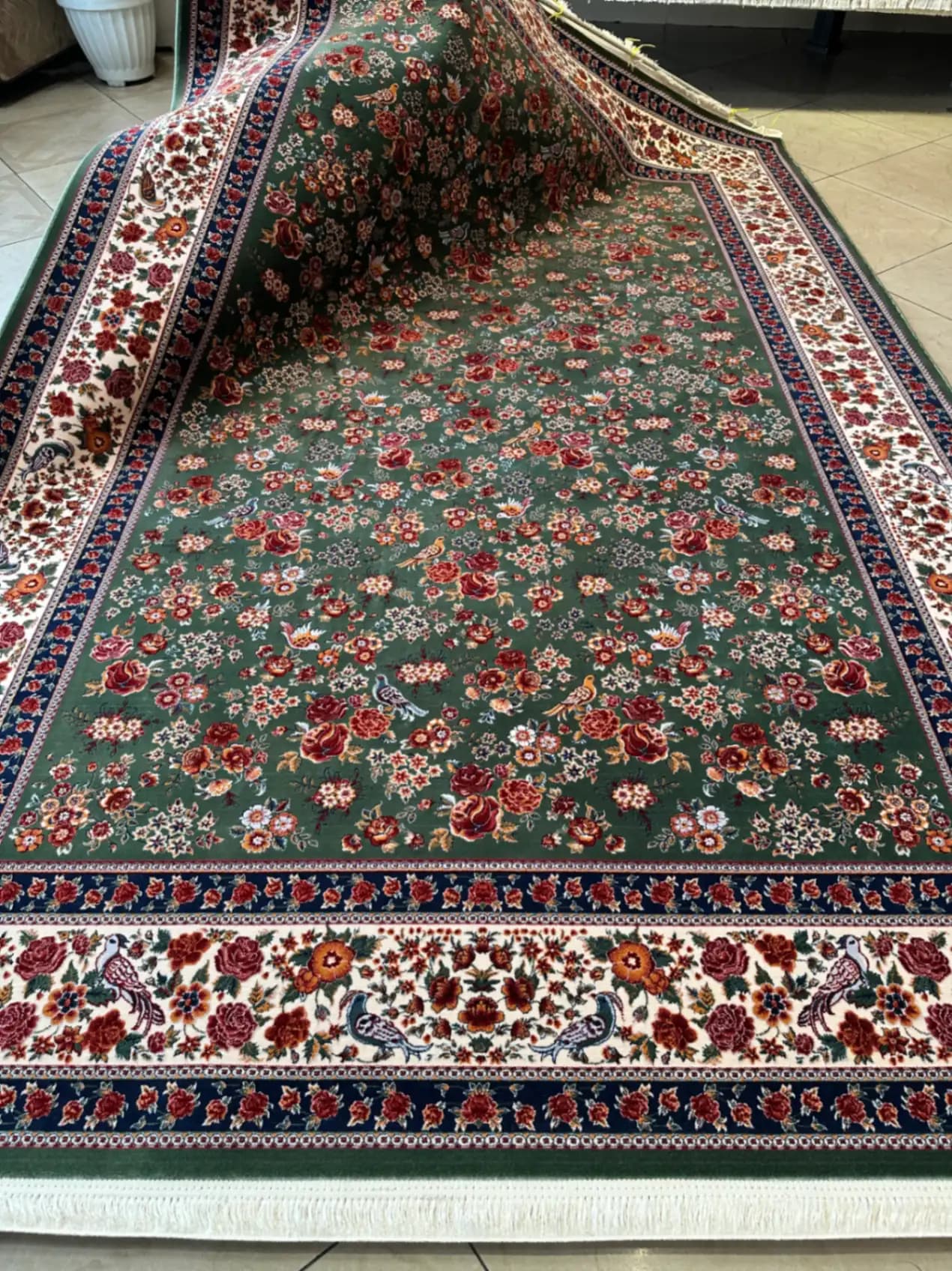 فرش تهران طرح باغ گل سبز کد sl