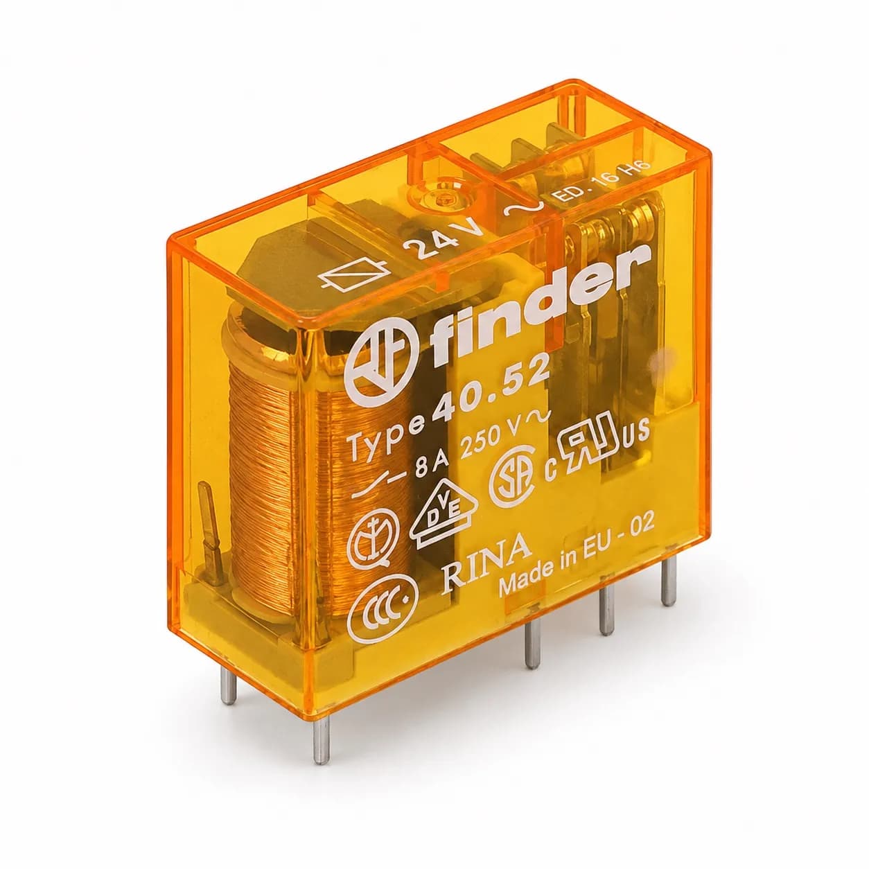 رله فیندر 2کنتاکت 8امپر 24ولت FINDER 40.52.80.24.0000 AC — تصویر ۲