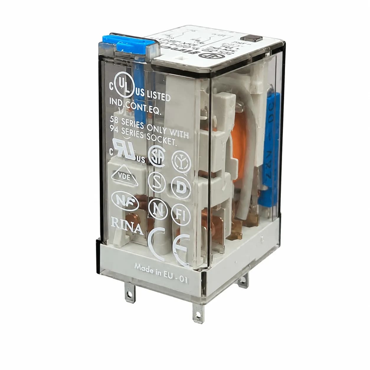 رله فیندر شیشه ای 8 پایه 10 آمپر 24 ولت Finder Relay 55.32.90.24 DC — تصویر ۵