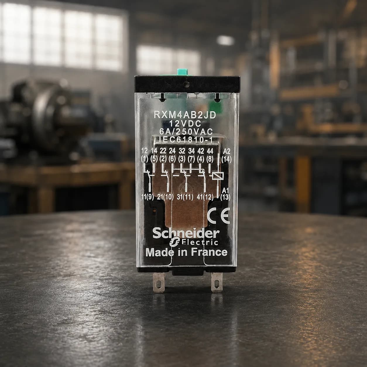 رله اشنایدر شیشه ای 14 پایه 6 آمپر 12 ولت Schneider Relay RXM4Ab2JD DC — تصویر ۳