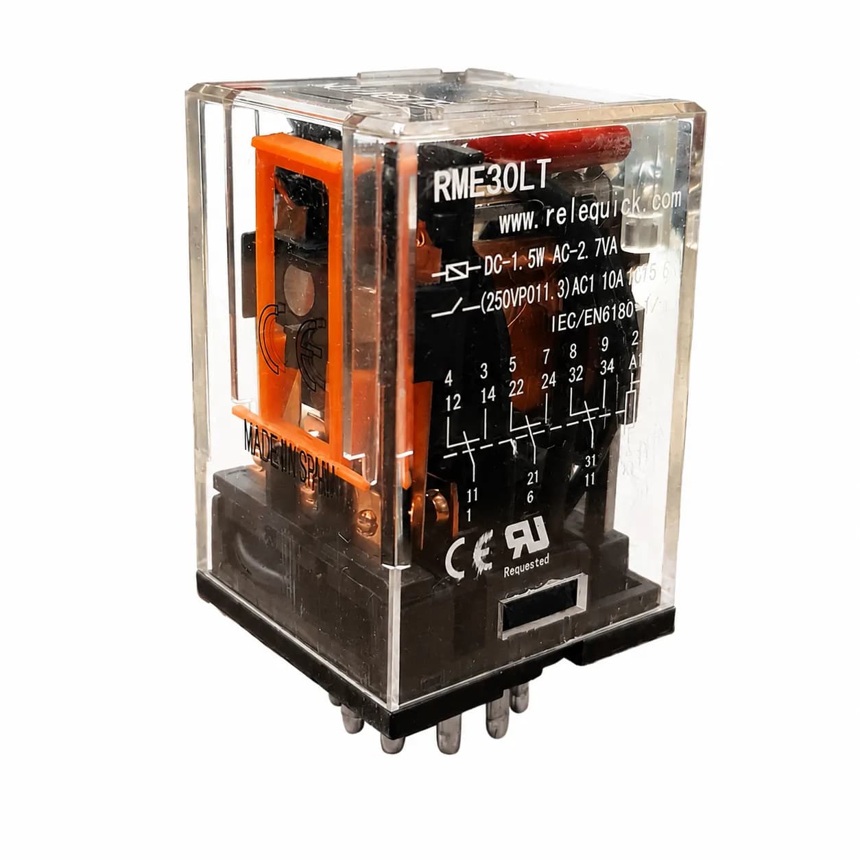 رله کوییک شیشه ای 11 پایه 10 آمپر 24 ولت Relequick RME30LT DC — تصویر ۵