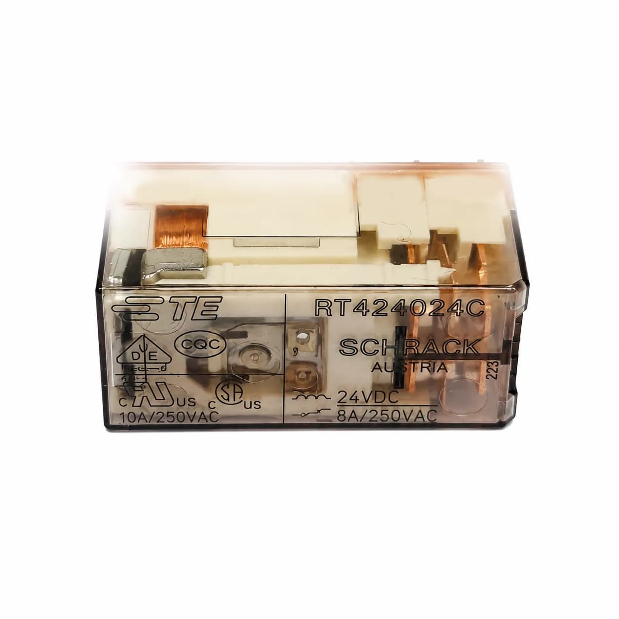 رله شراک شیشه ای 8 پایه سوزنی 10 آمپر 250 ولت RT424024C — تصویر ۷