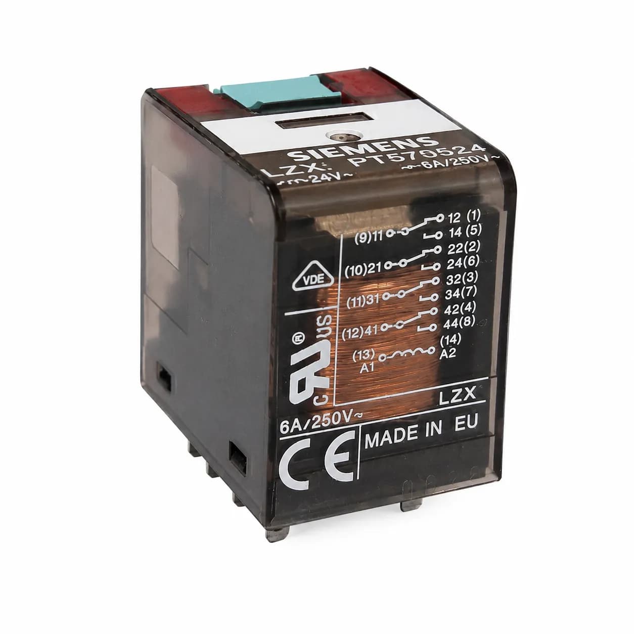 رله شراک شیشه‌ای ۱۴ پایه 24 ولت ۶ آمپر Siemens PT570048 — تصویر ۶