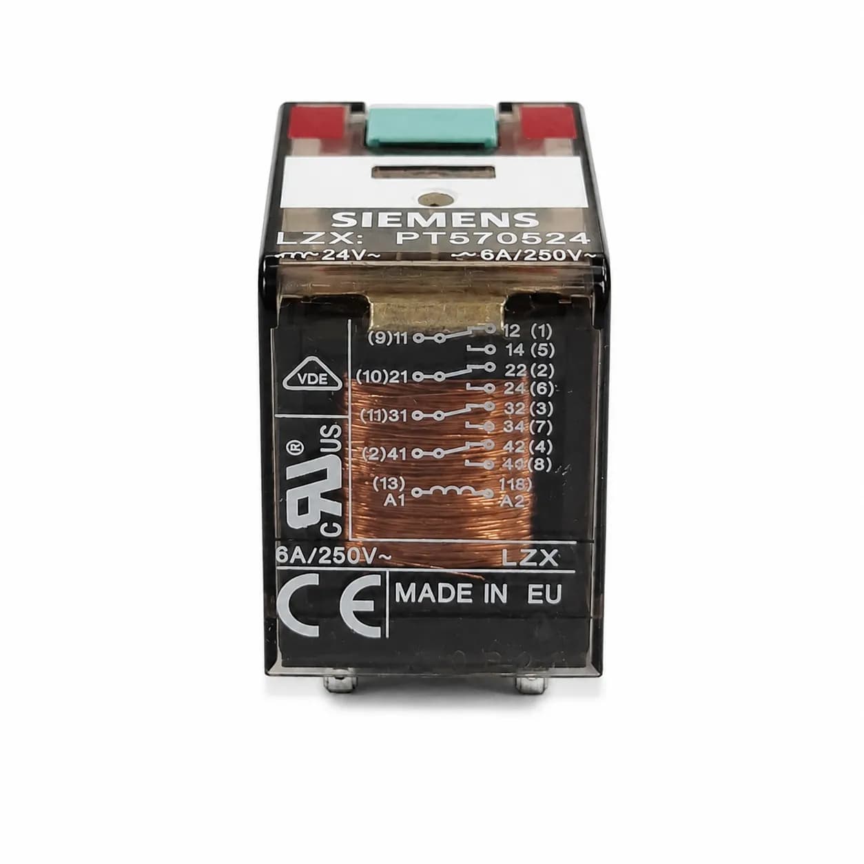 رله شراک شیشه‌ای ۱۴ پایه 24 ولت ۶ آمپر Siemens PT570048 — تصویر ۷