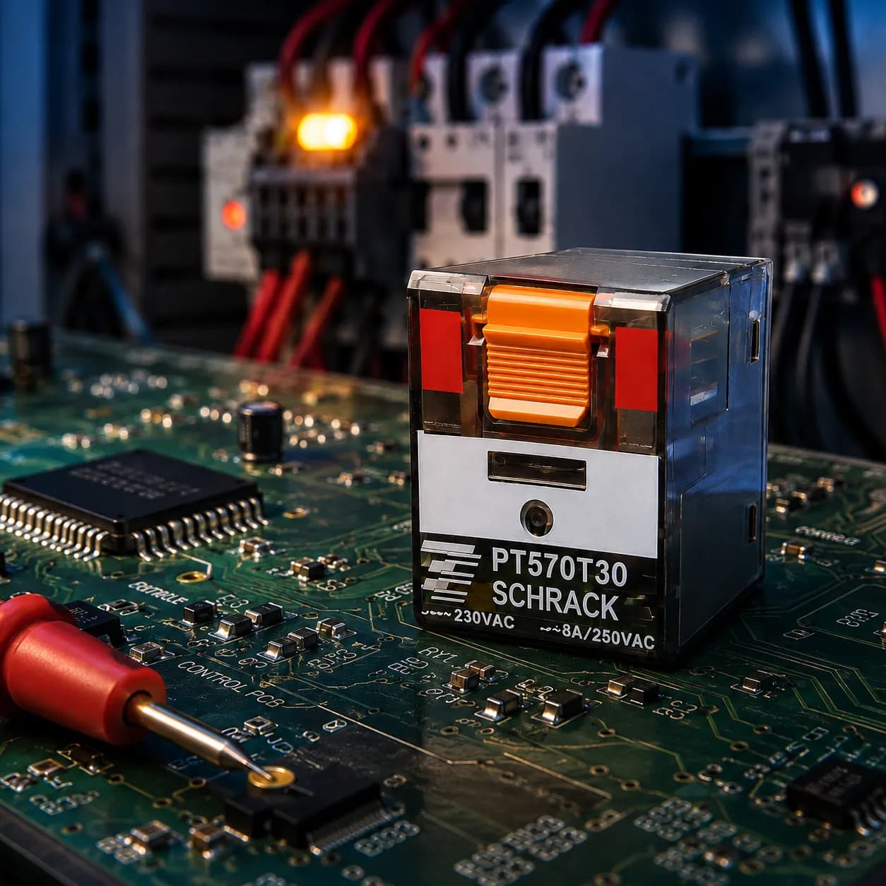 رله شراک شیشه‌ای 14 پایه 230 ولت 6 آمپر Relay Schrack PT570T30 — تصویر ۳