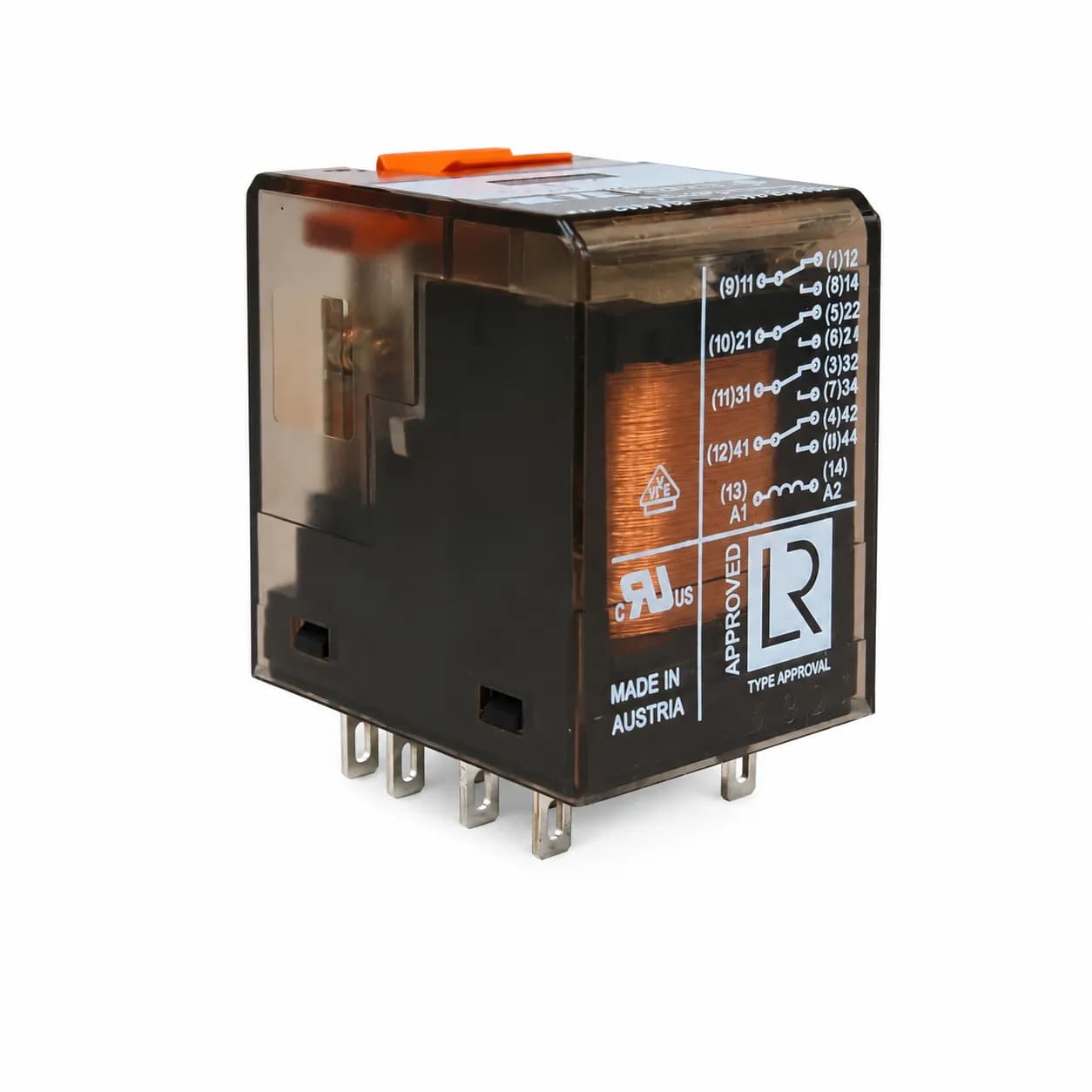 رله شراک شیشه‌ای 14 پایه 230 ولت 6 آمپر Relay Schrack PT570730 — تصویر ۵