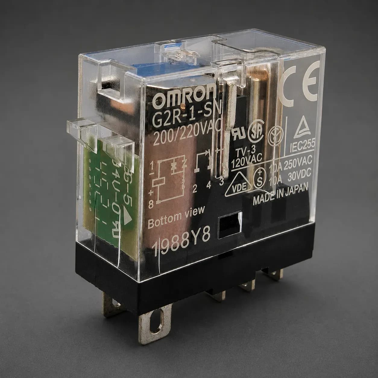 رله امرون شیشه‌ای ۵ پایه ۲۲۰ ولت 10 آمپر Omron G2R-1-SN — تصویر ۶