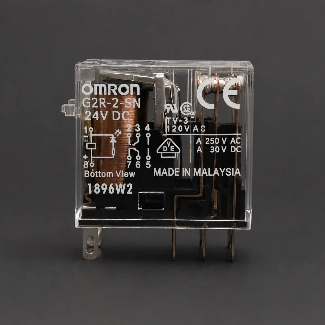 رله امرون شیشه‌ای 8 پایه 24 ولت DC 5 آمپر Omron G2R-2-SN — تصویر ۴
