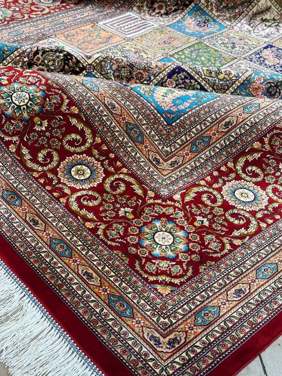 فرش ابریشم طرح خشتی کد6678 — تصویر ۸