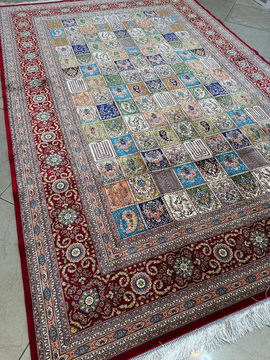 فرش ابریشم طرح خشتی کد6678 — تصویر ۴