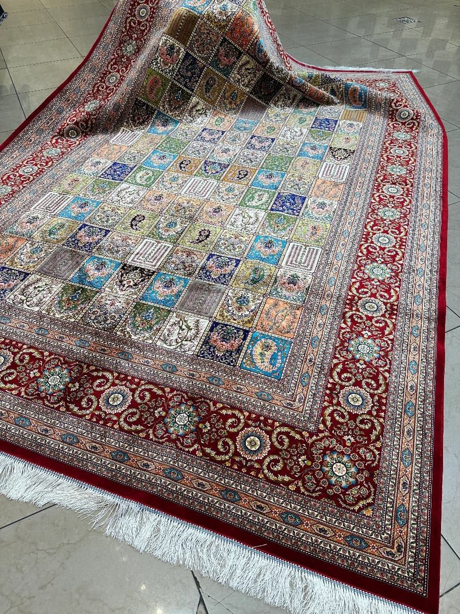 فرش ابریشم طرح خشتی کد6678 — تصویر ۵