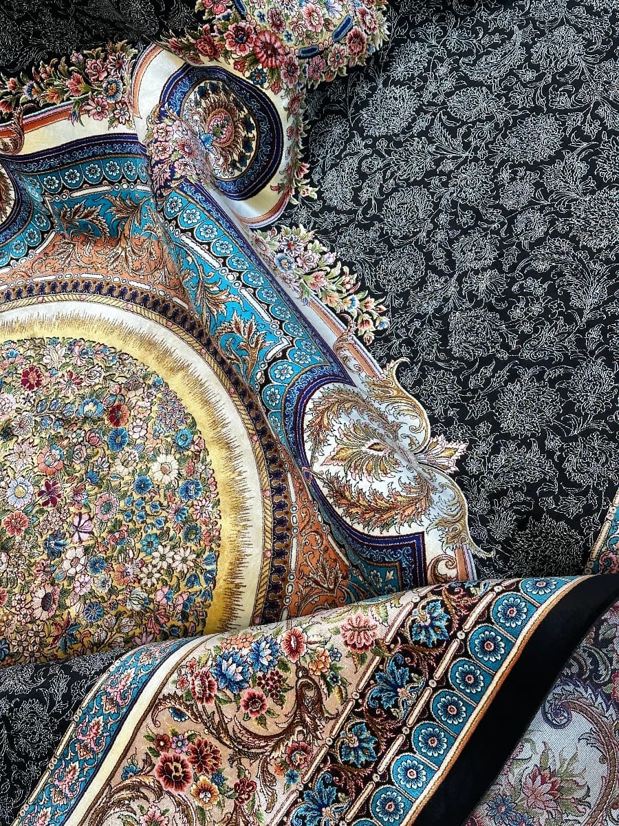 فرش ابریشم طرح فرانسوی کد6666 — تصویر ۶