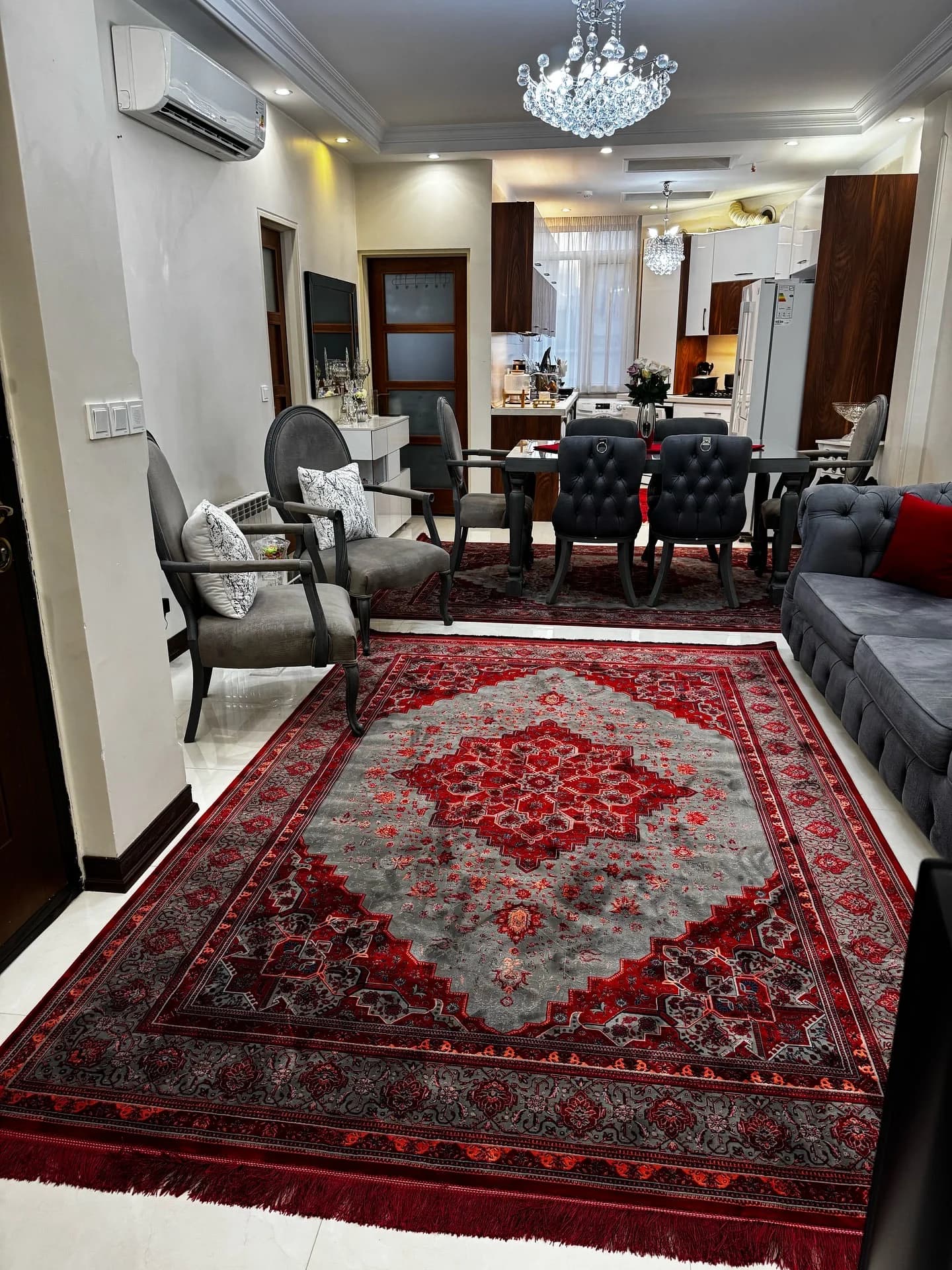 فرش طرح هریس لاکی طوسی کدdlm — تصویر ۸