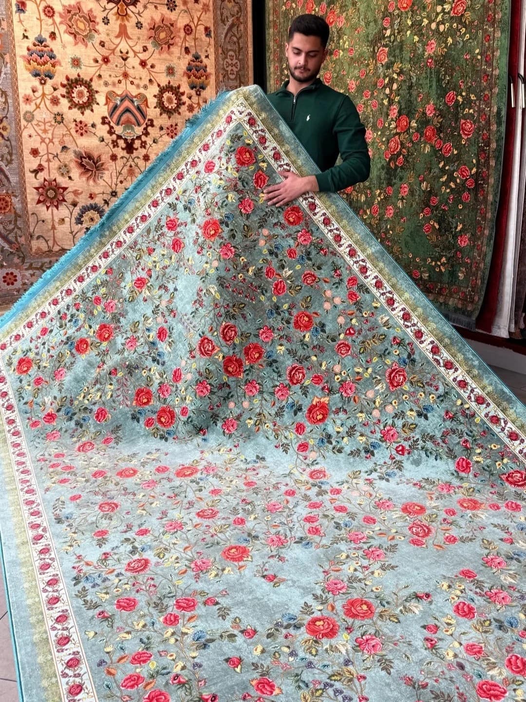 فرش vip نقشه گل بهار ماچا کد1154 — تصویر ۶