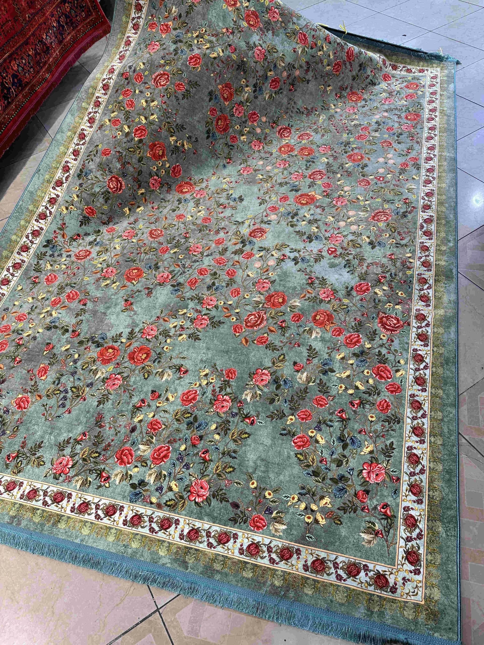 فرش vip نقشه گل بهار ماچا کد1154 — تصویر ۴