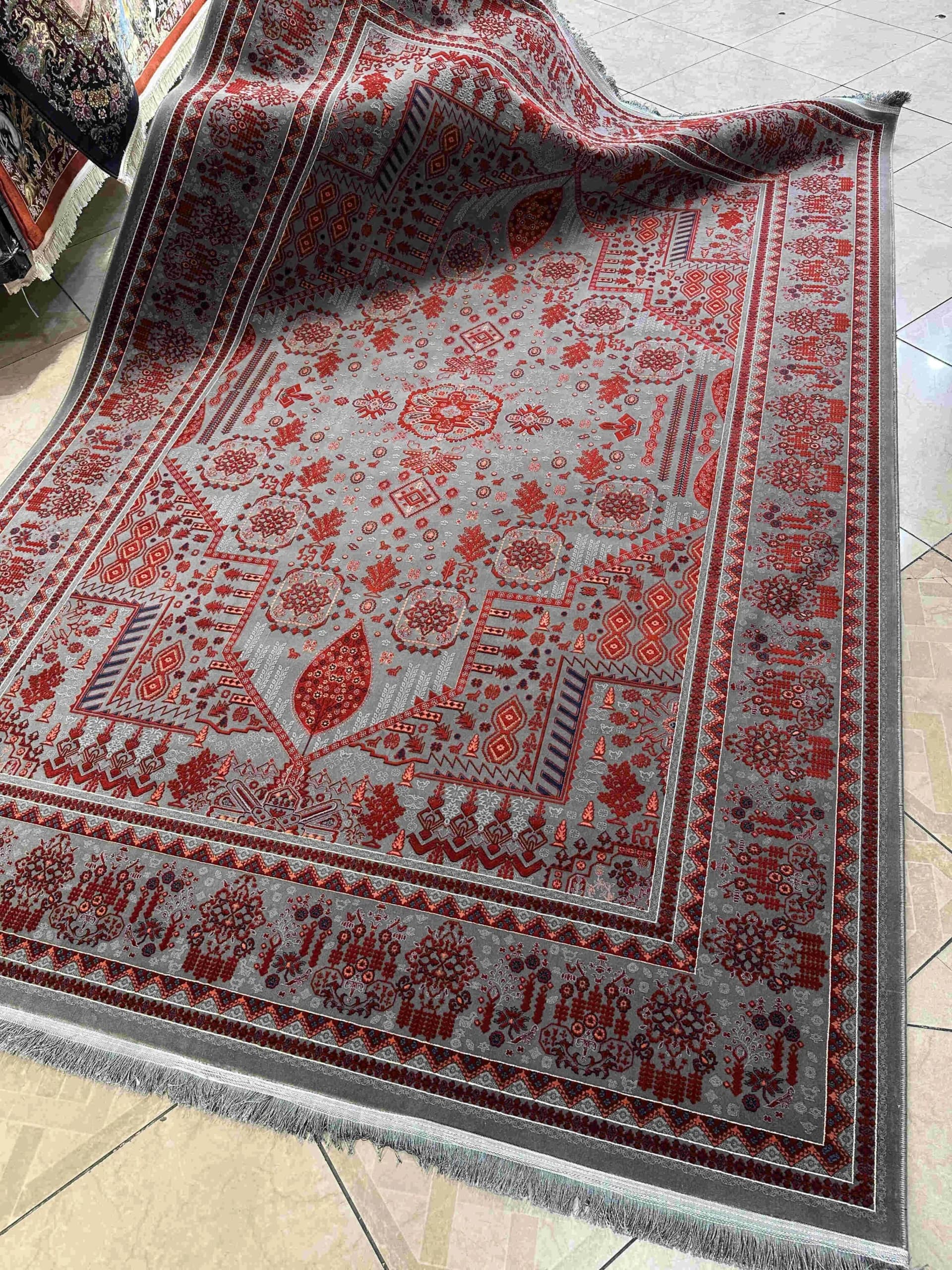 فرش طرح درختی لاکی طوسی کدdlm — تصویر ۵