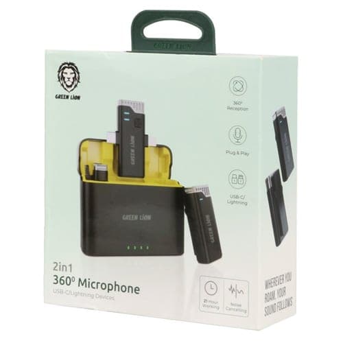 میکروفن بی سیم یقه ای گرین لاین مدل greenlion 360 3in1 تایپ سی و لایتنینگ — تصویر ۳
