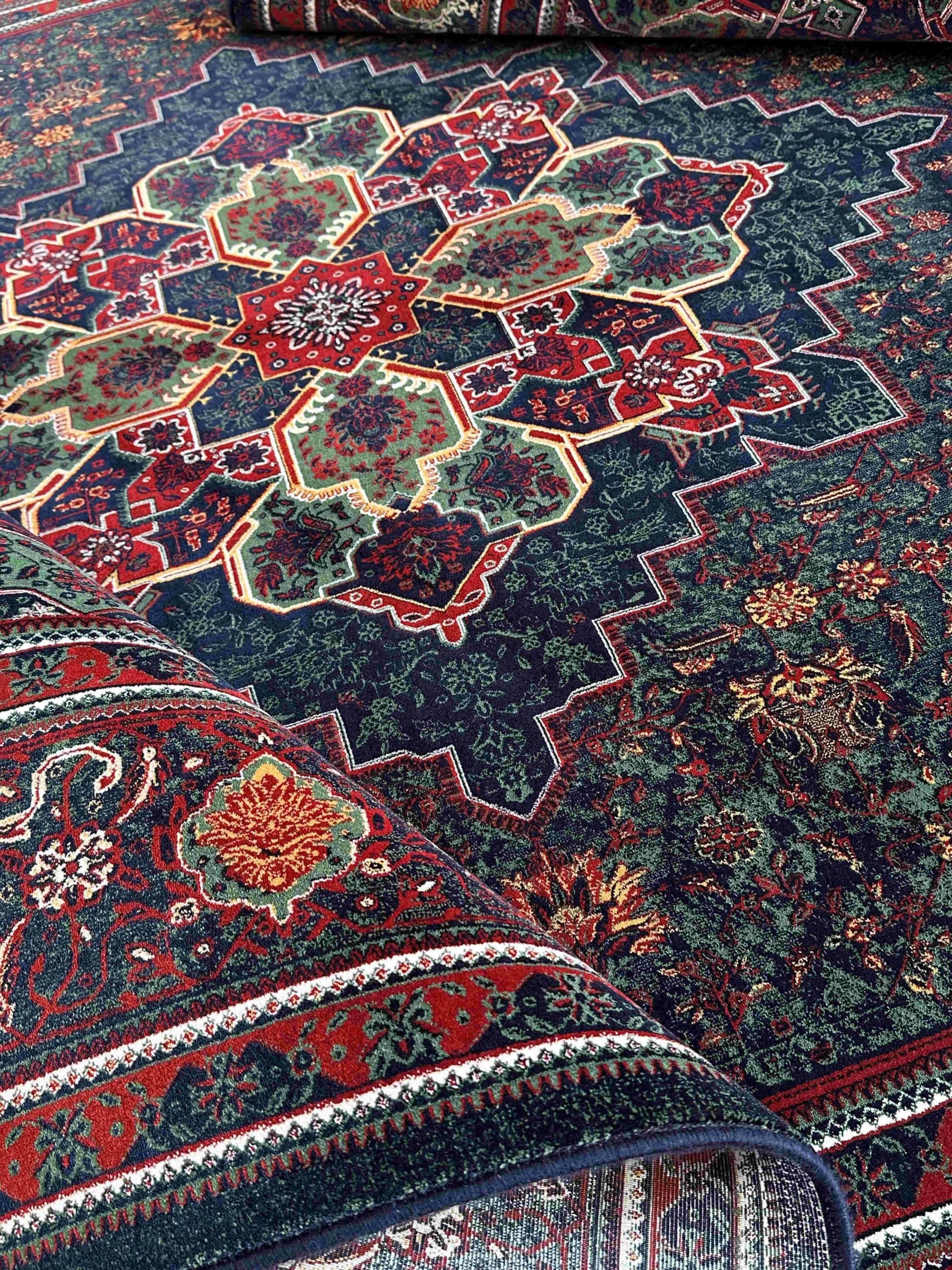 فرش طرح هریس سرمه ای سبز کدsg — تصویر ۴