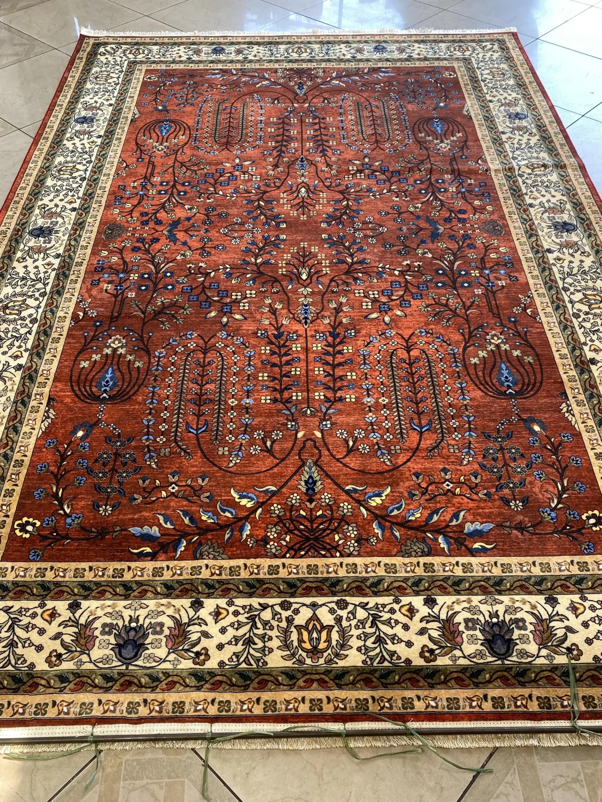 فرش vip نقشه سلطان آباد نارنجی کرم کدa1178zr — تصویر ۵