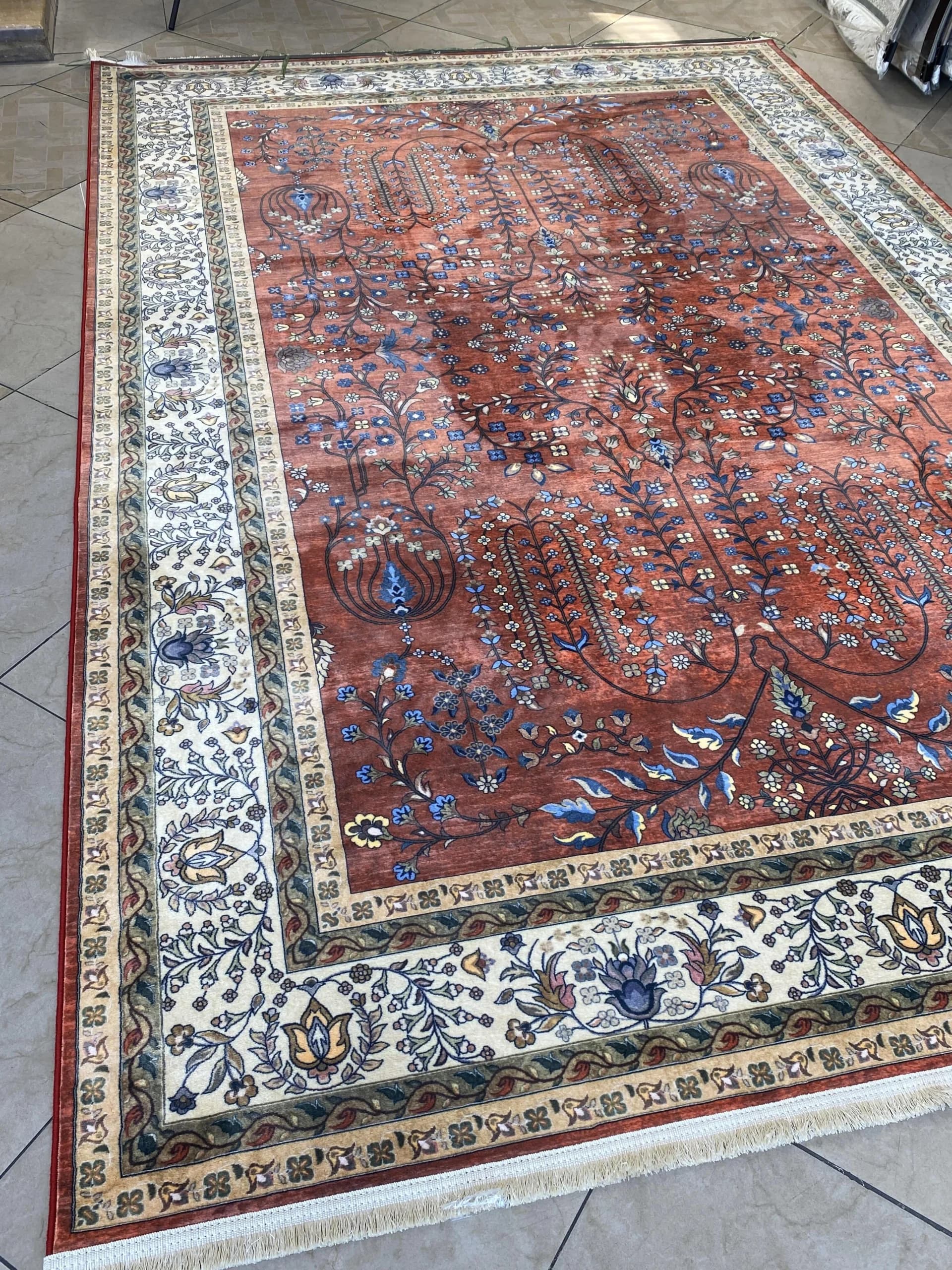 فرش vip نقشه سلطان آباد نارنجی کرم کدa1178zr — تصویر ۶