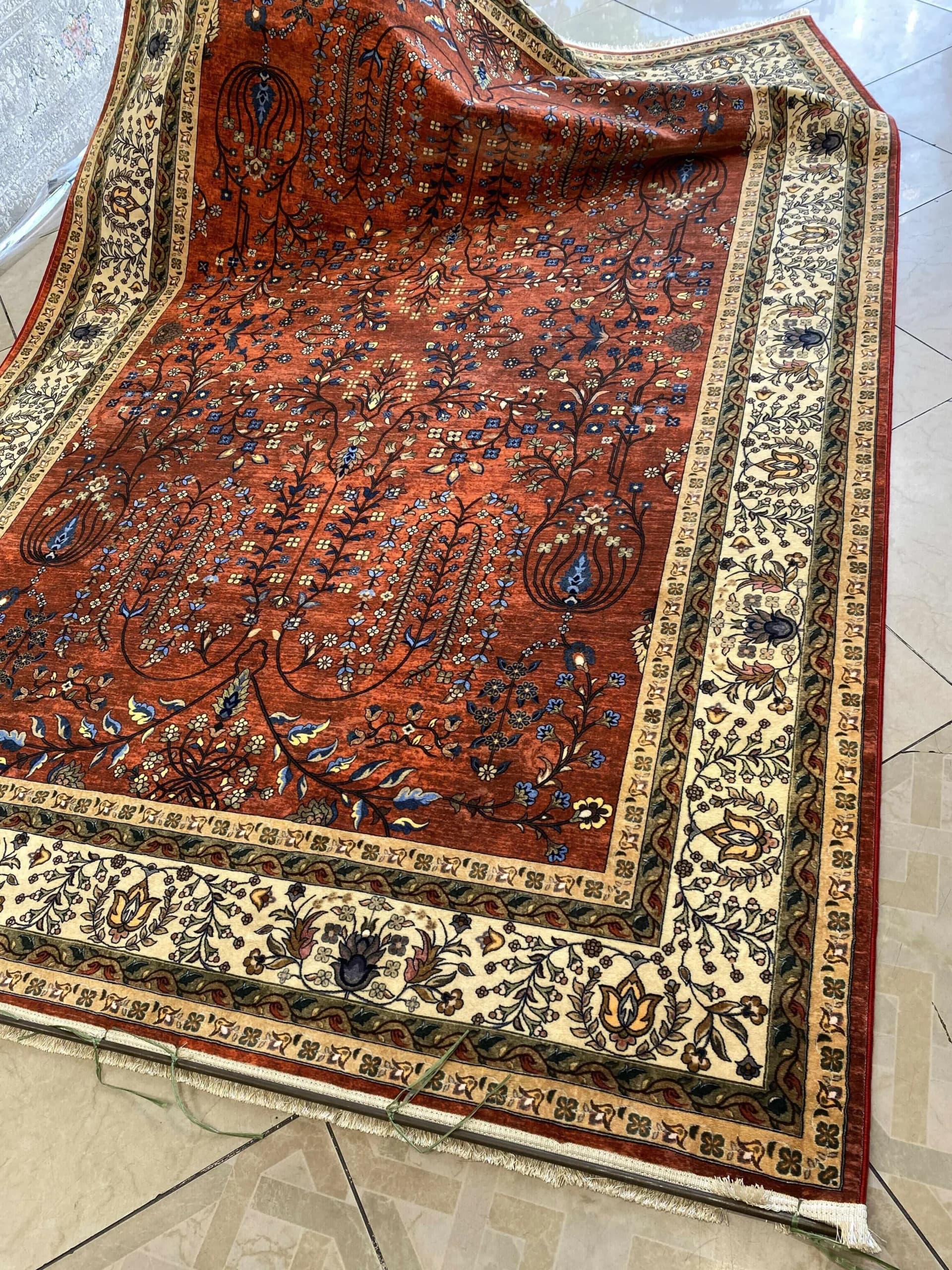 فرش vip نقشه سلطان آباد نارنجی کرم کدa1178zr — تصویر ۴