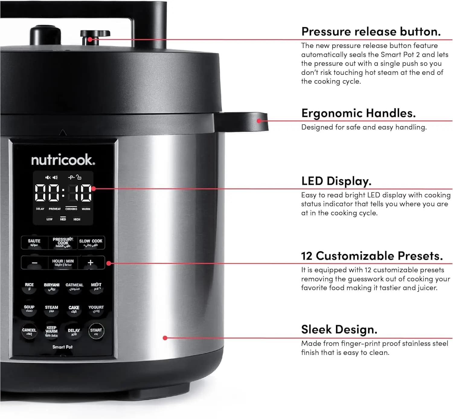 زودپز برقی 6 لیتری نوتریکوک Nutricook Smart Pot 2 — تصویر ۱۰