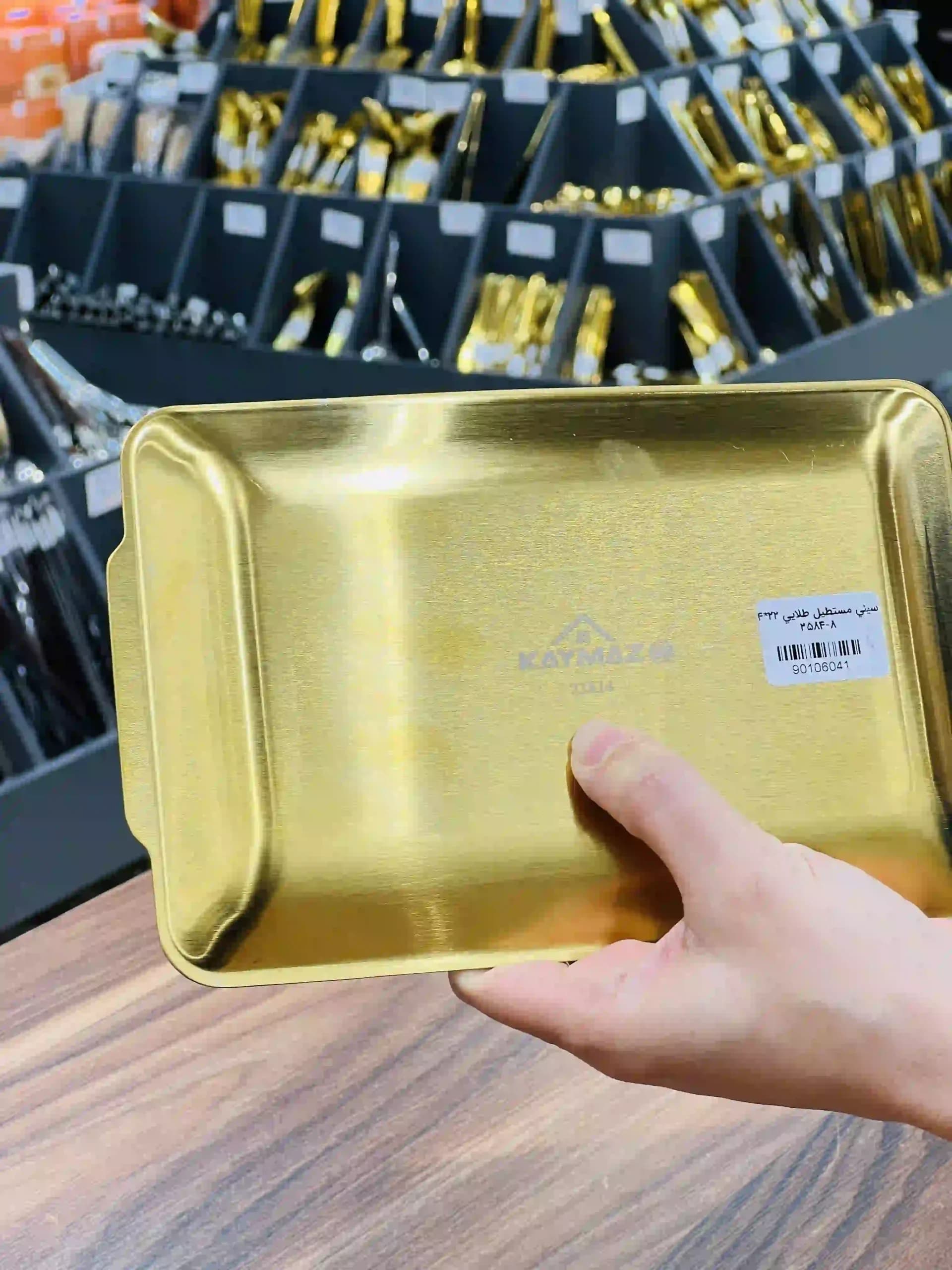 سینی مستطیل استیل طلایی 22*14 2584-8 — تصویر ۵