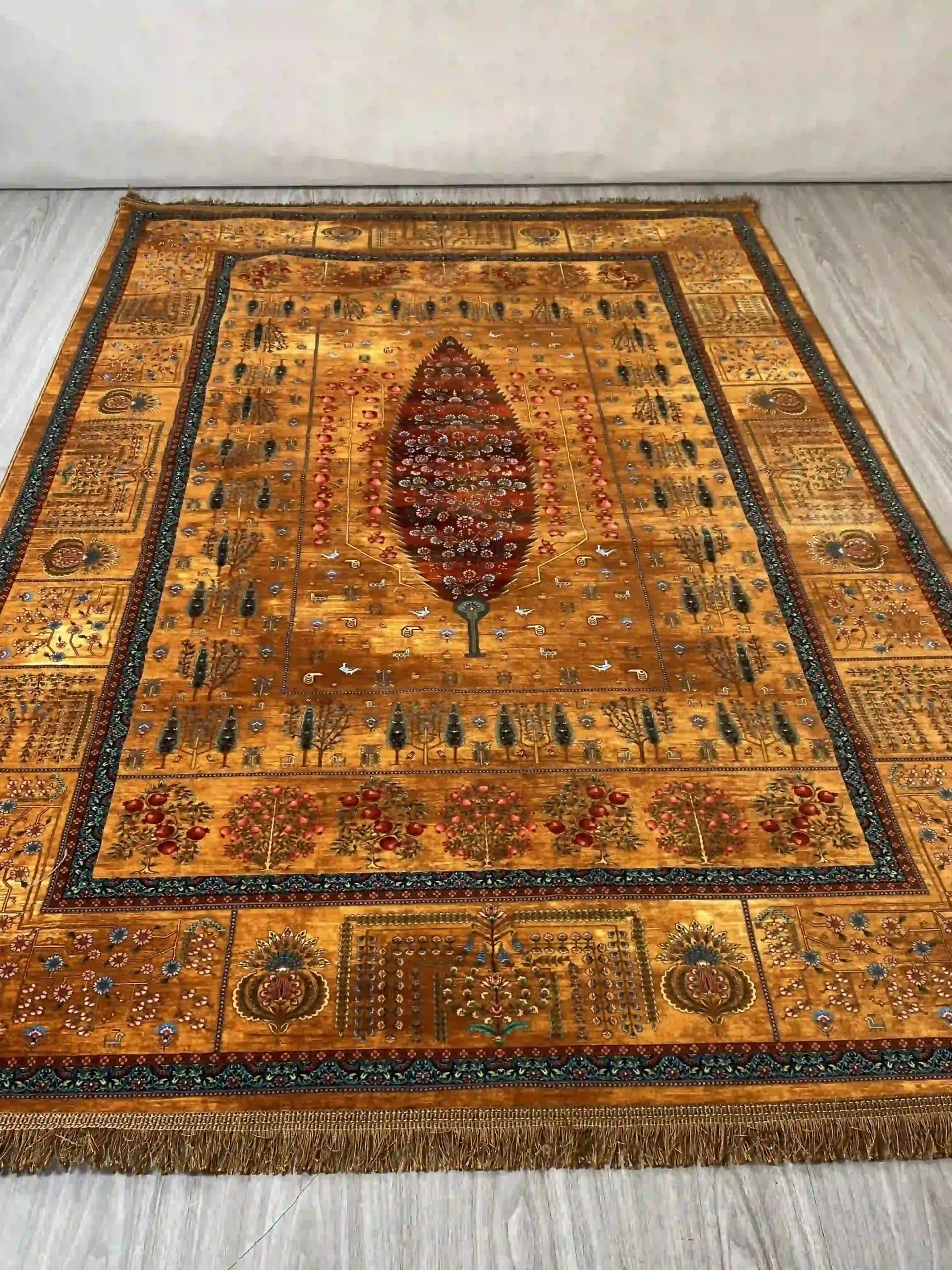 فرش vip نقشه درخت زندگی زرد5011 — تصویر ۴