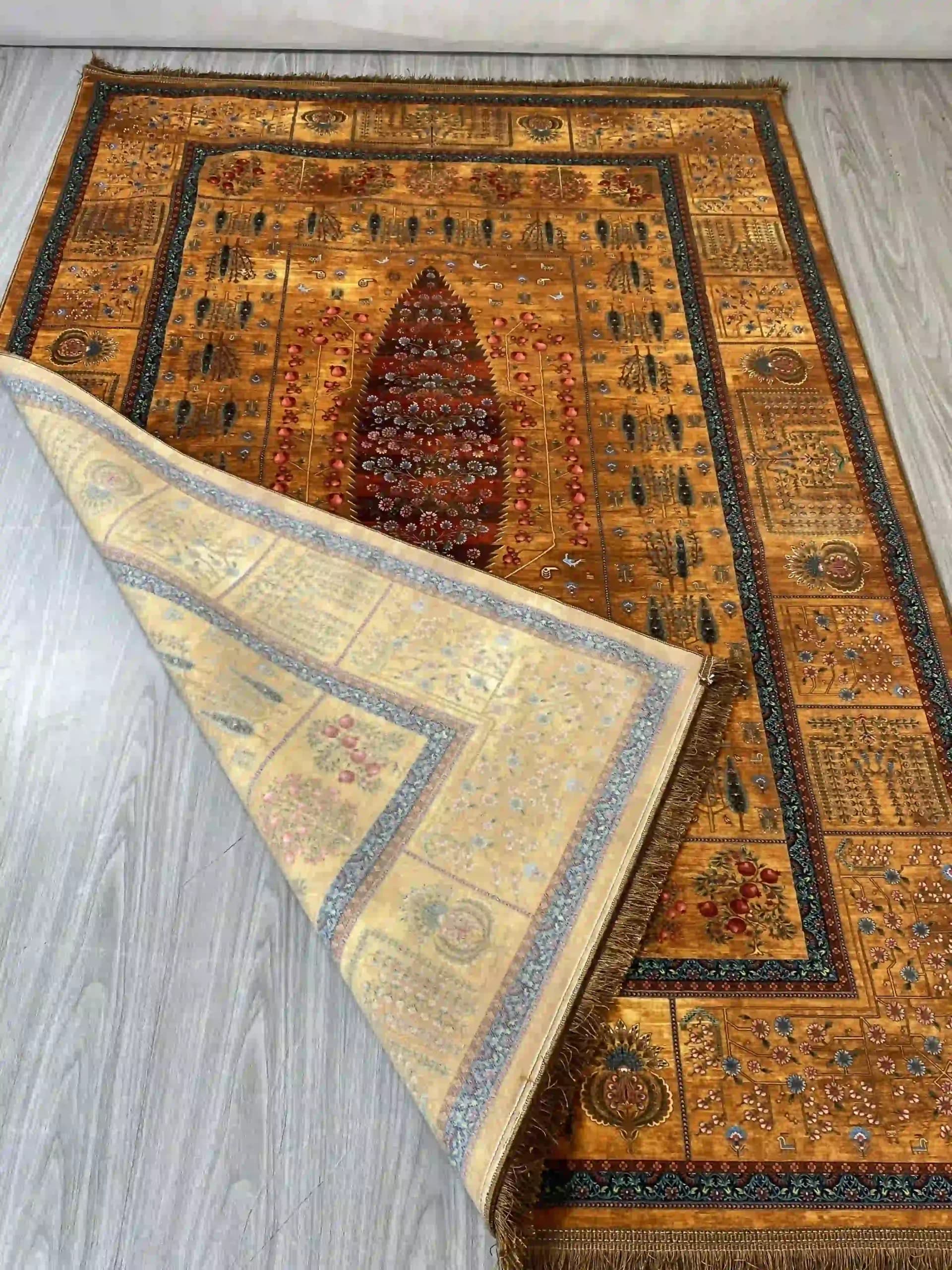 فرش vip نقشه درخت زندگی زرد5011 — تصویر ۳