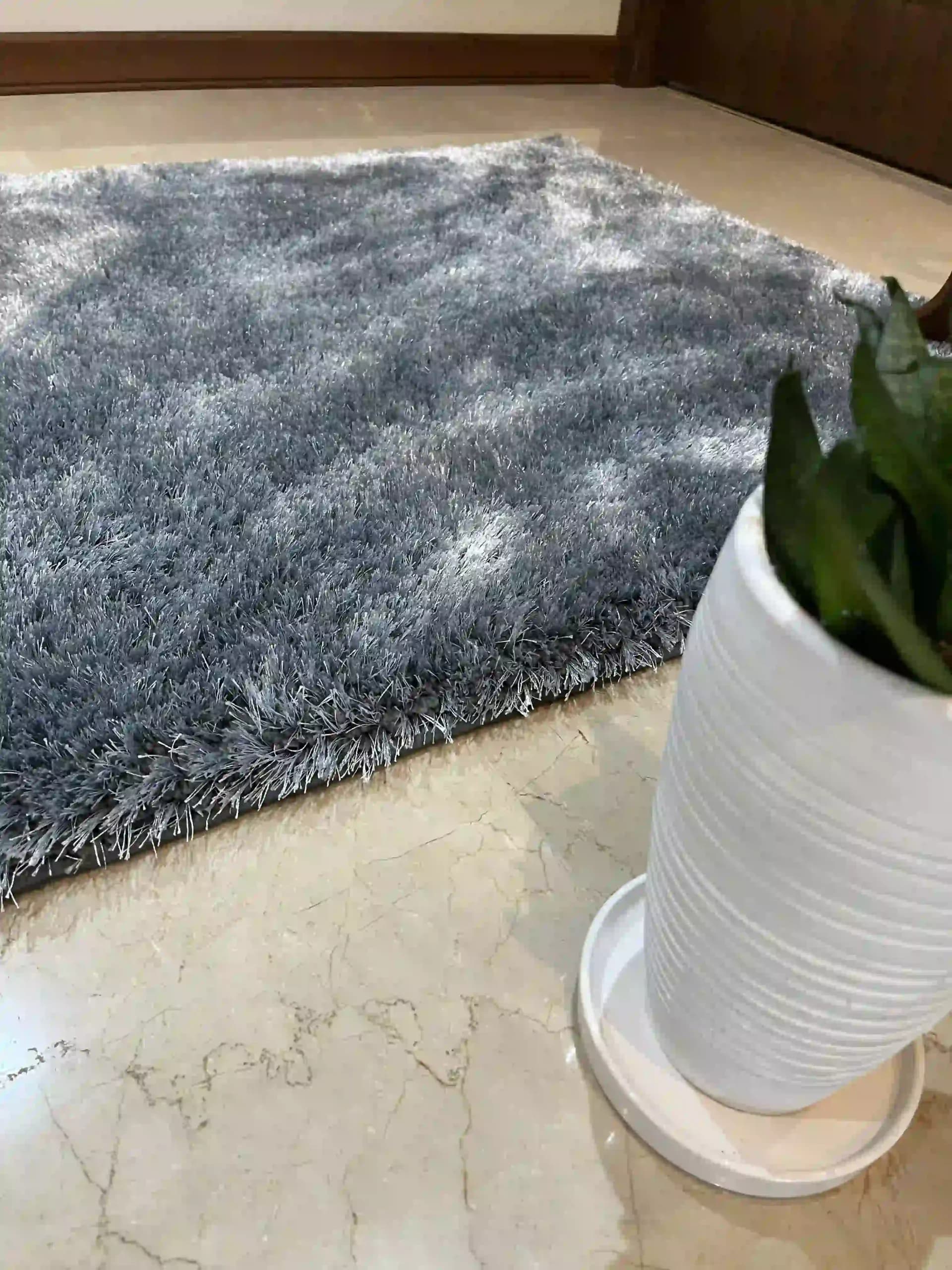 فرش مدرن مدل شگی سه بعدی طوسی — تصویر ۴