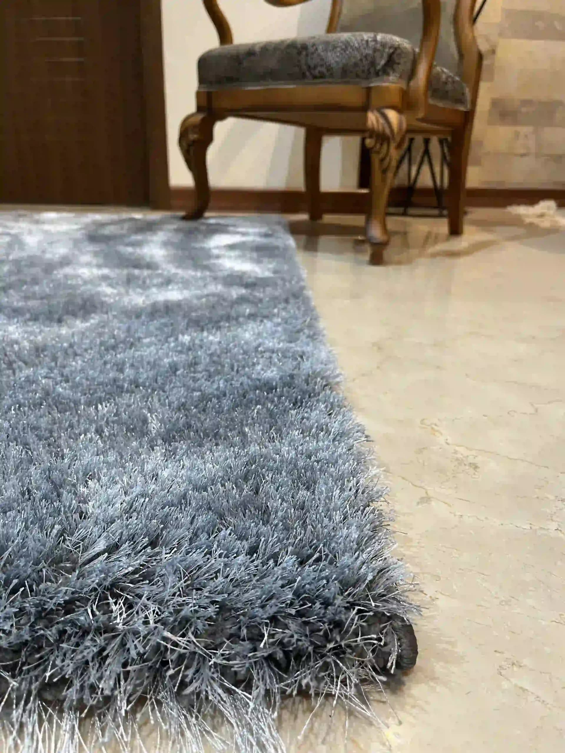 فرش مدرن مدل شگی سه بعدی طوسی — تصویر ۲