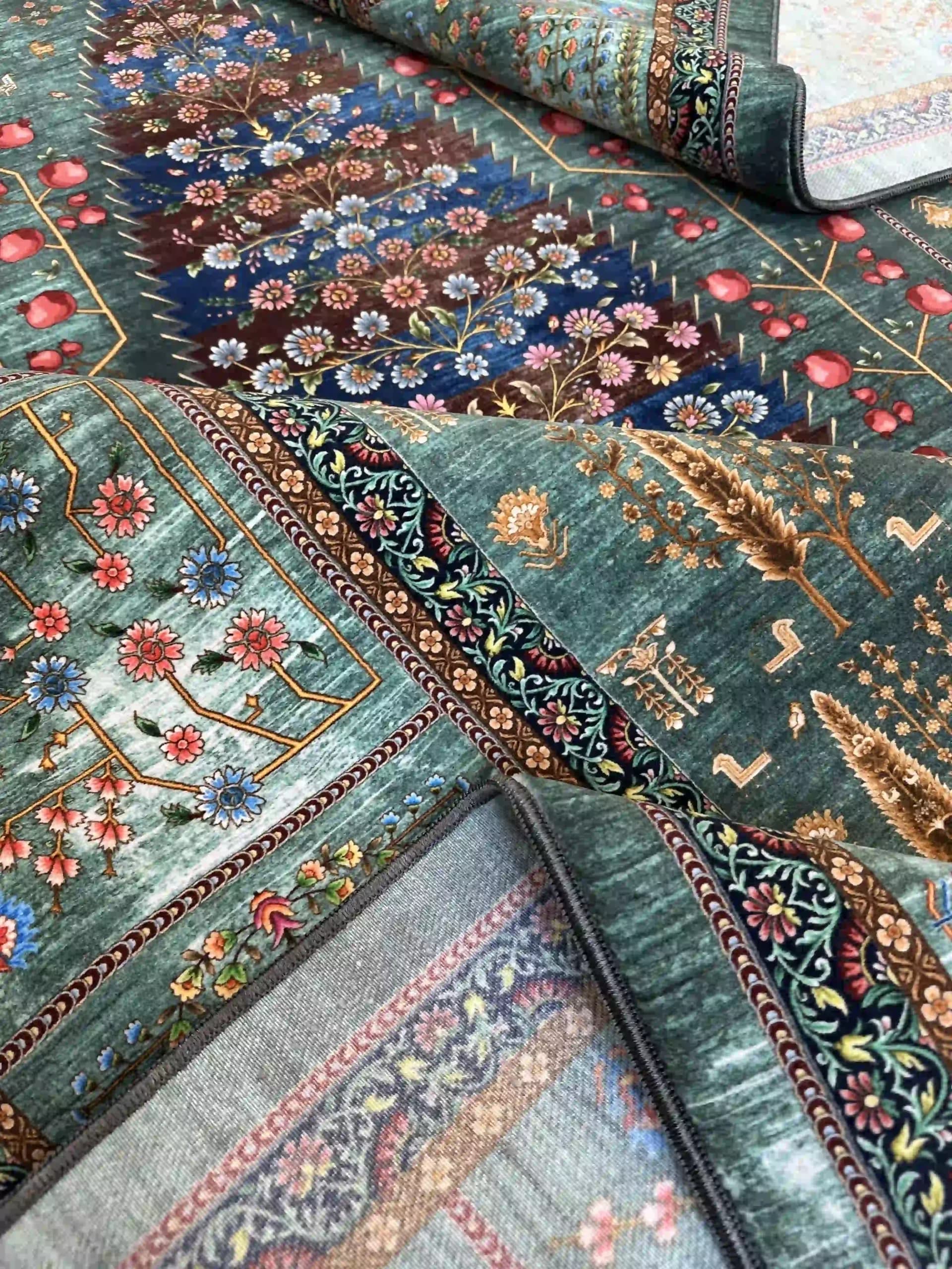 فرش vip درخت زندگی سبز کد5017 — تصویر ۲