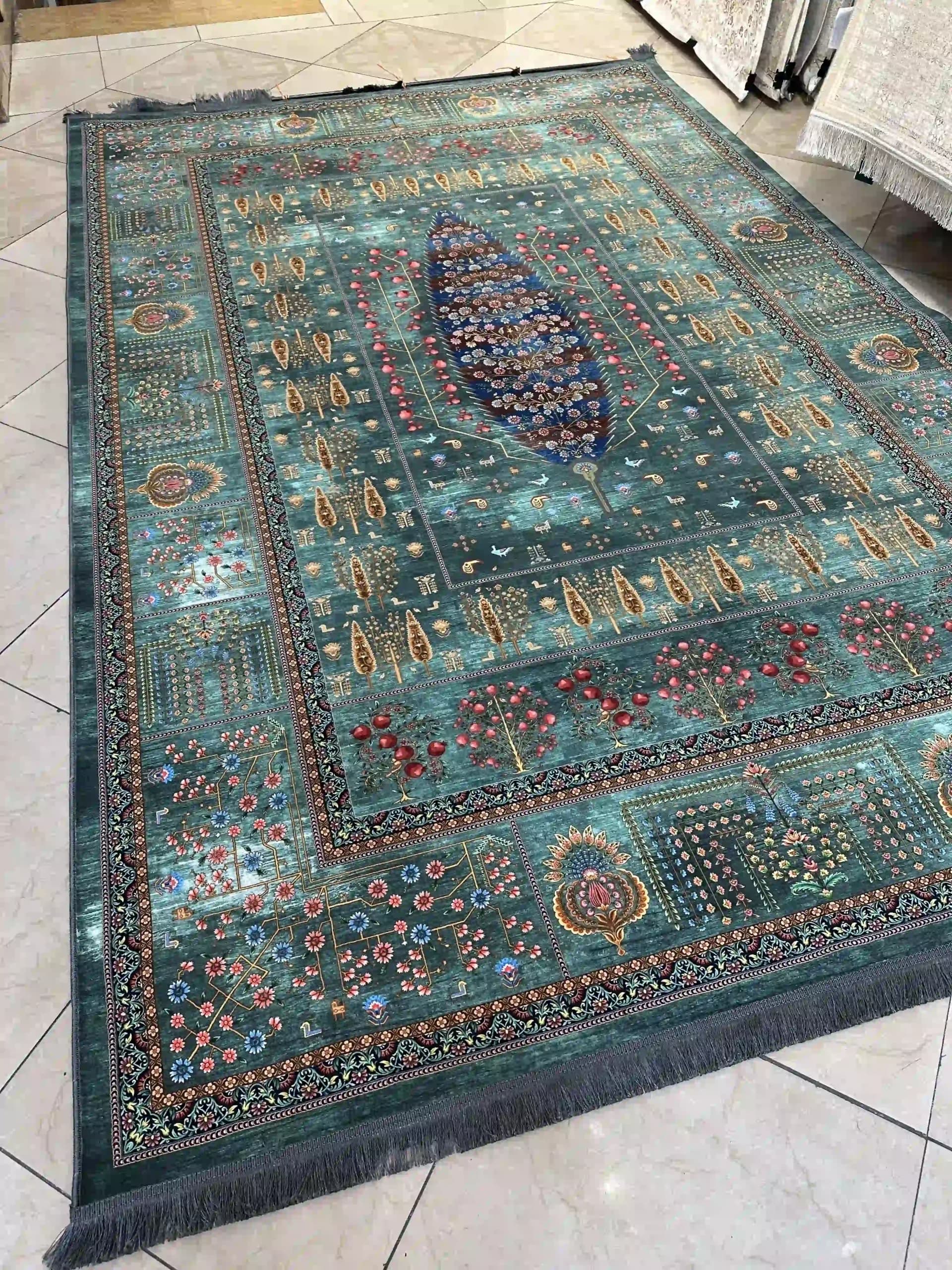 فرش vip درخت زندگی سبز کد5017 — تصویر ۴