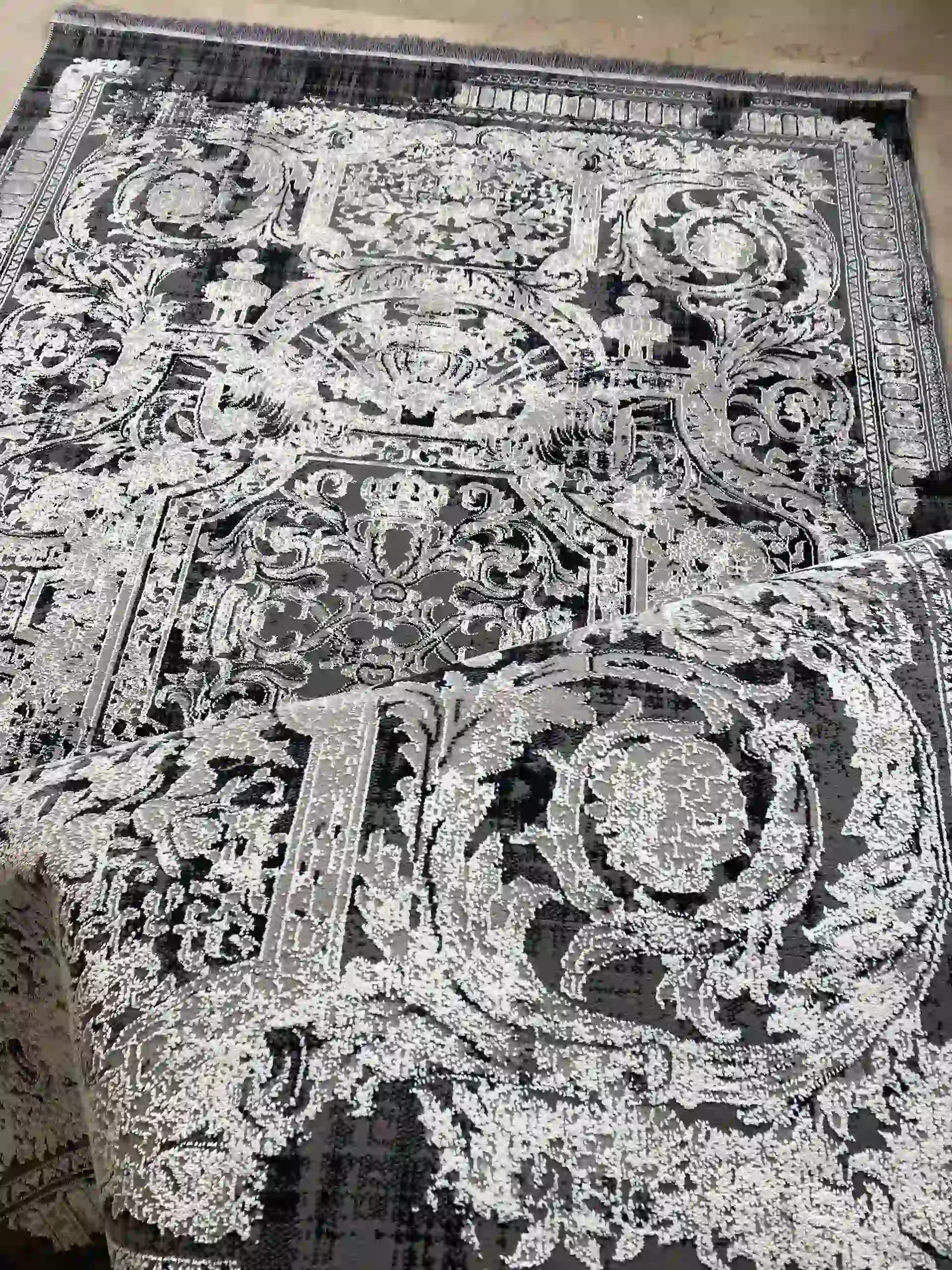 فرش مدرن مدل فرانسوی طوسی مشکی9124 — تصویر ۴