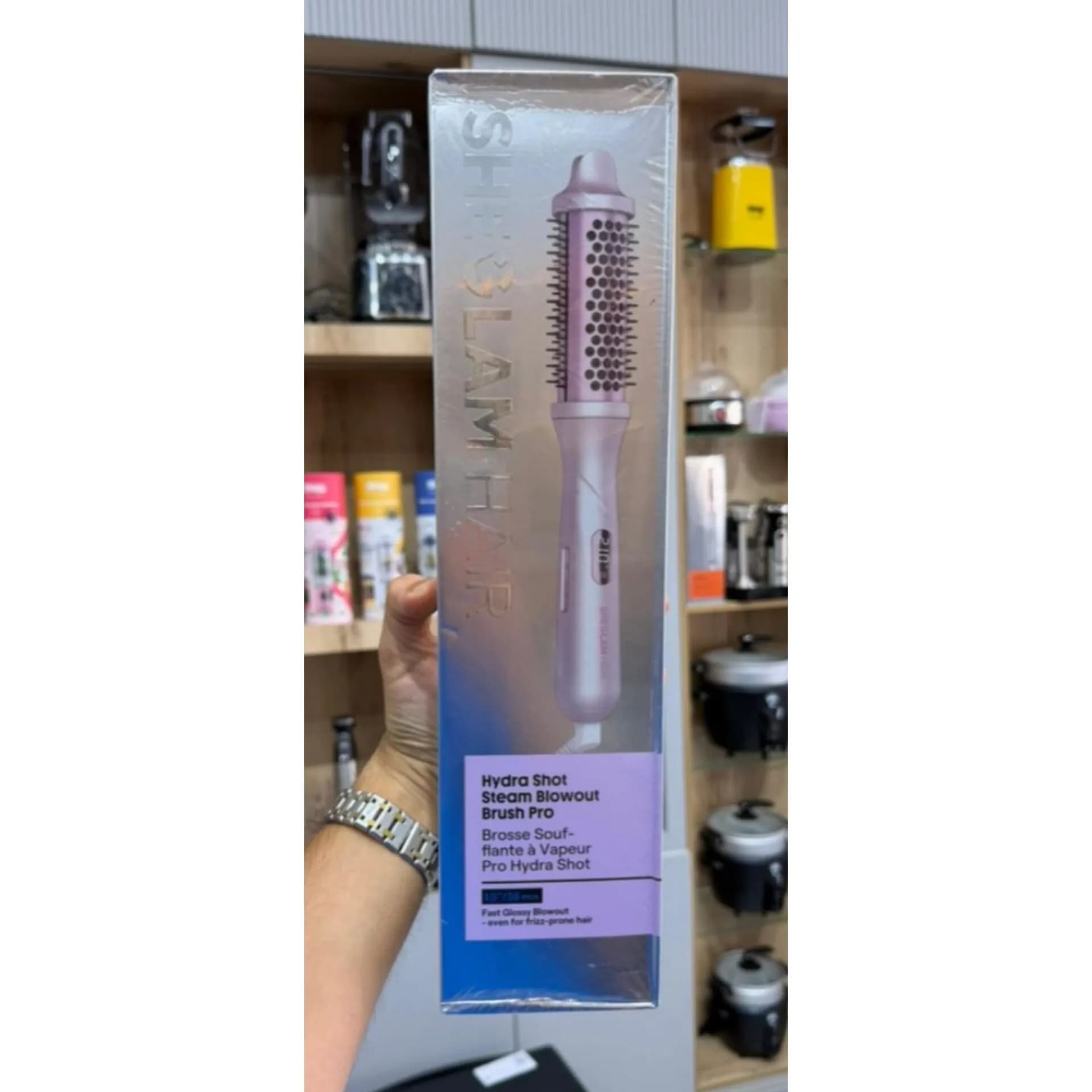 برس پیچ گرد حرارتی بخاردار شگلم SHEGLAM Hair | برس حالت دهنده و صاف کننده مو — تصویر ۲