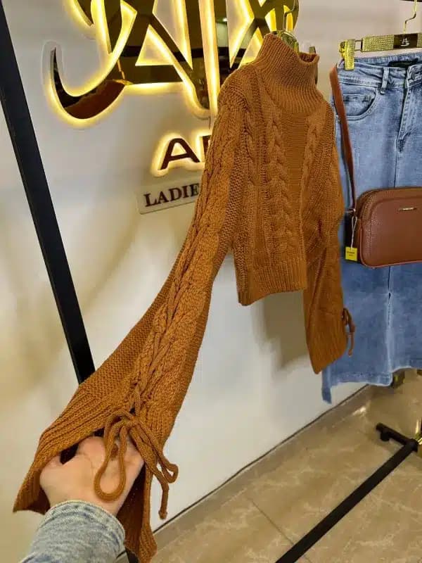 بافت دانتل ترک رنگ قهوه ای — تصویر ۶