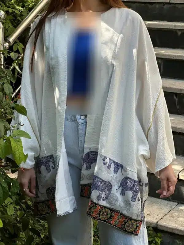 شومیز لینن سفید ترک — تصویر ۸