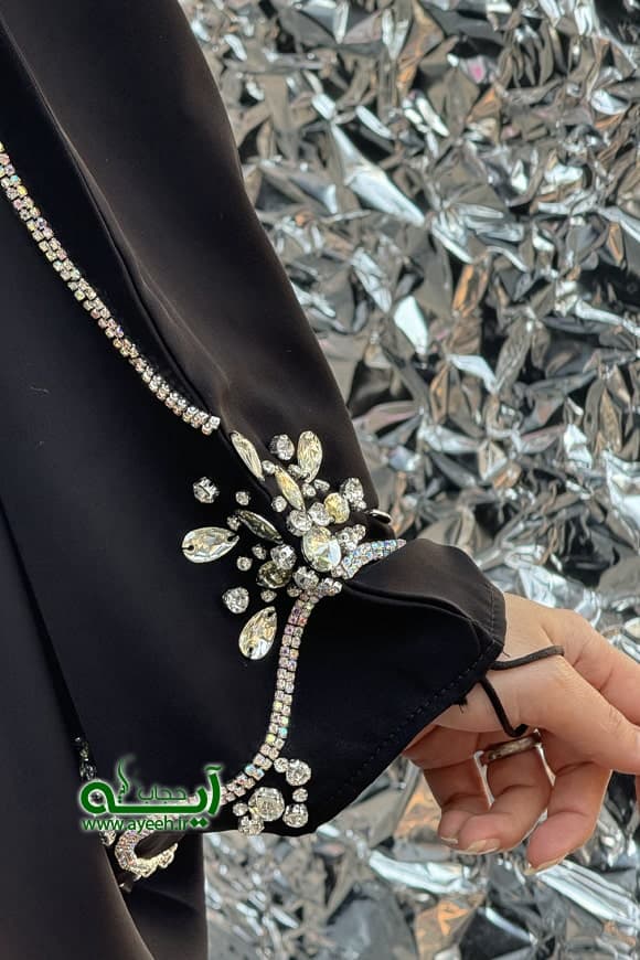 چادر عربی جواهردوزی طرح الماس -پارچه فیگارو — تصویر ۵